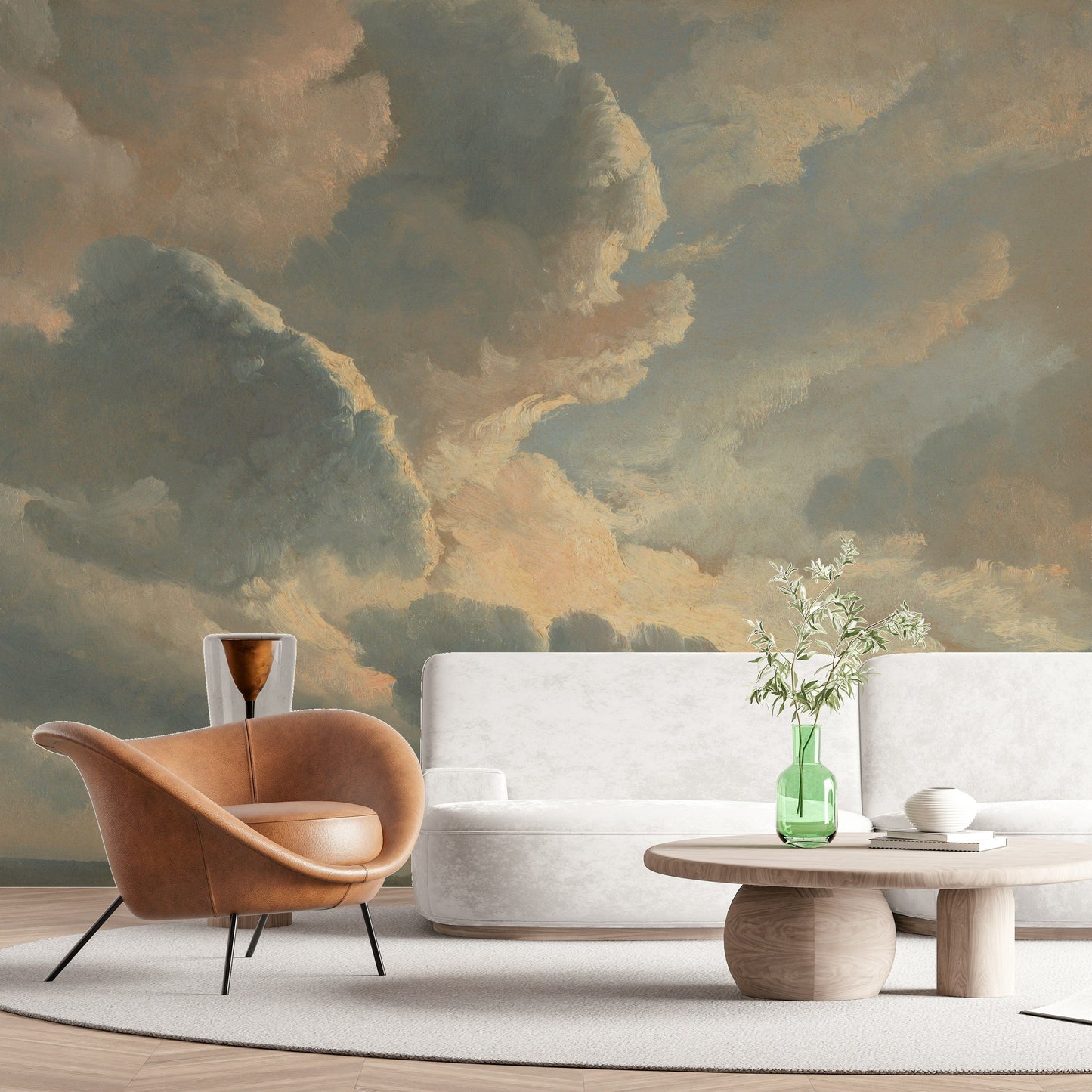 Cloudscape Wallpaper Sky Blue Pastel Clouds Wall Mural