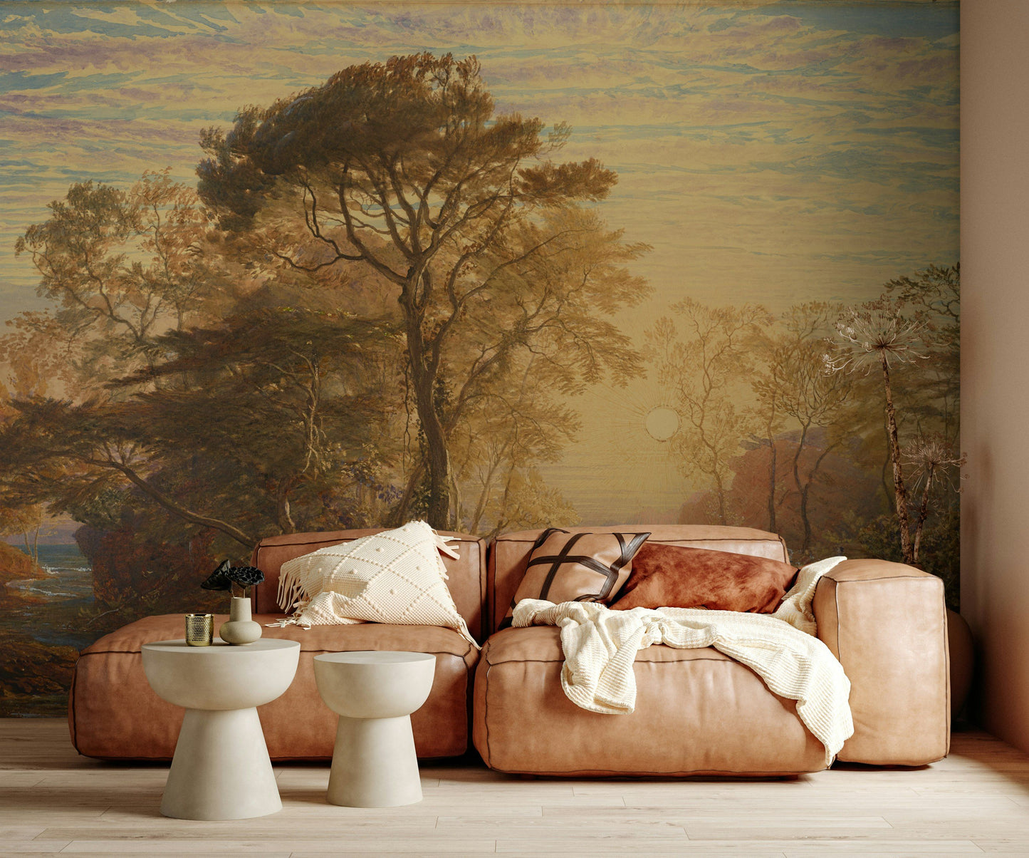 Sunset Landscape Wallpaper River Scene Wall Mural