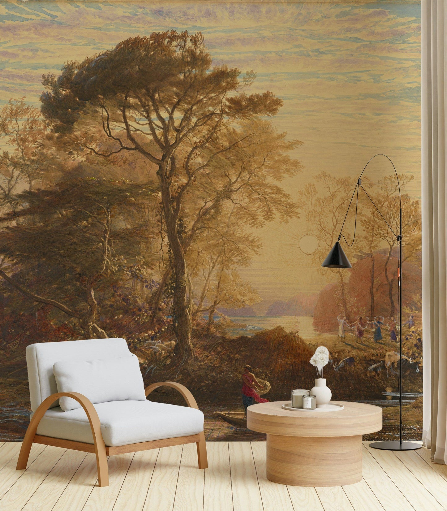 Sunset Landscape Wallpaper River Scene Wall Mural