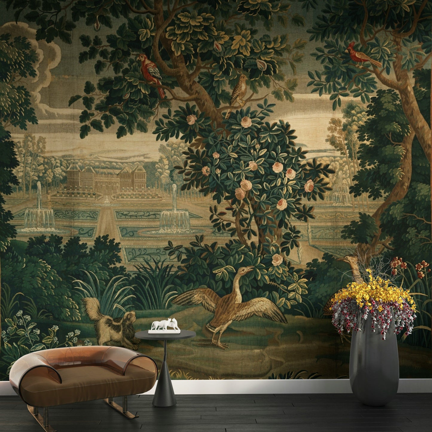 Versailles Garden Wallpaper French Tapestry Bird Wall Mural