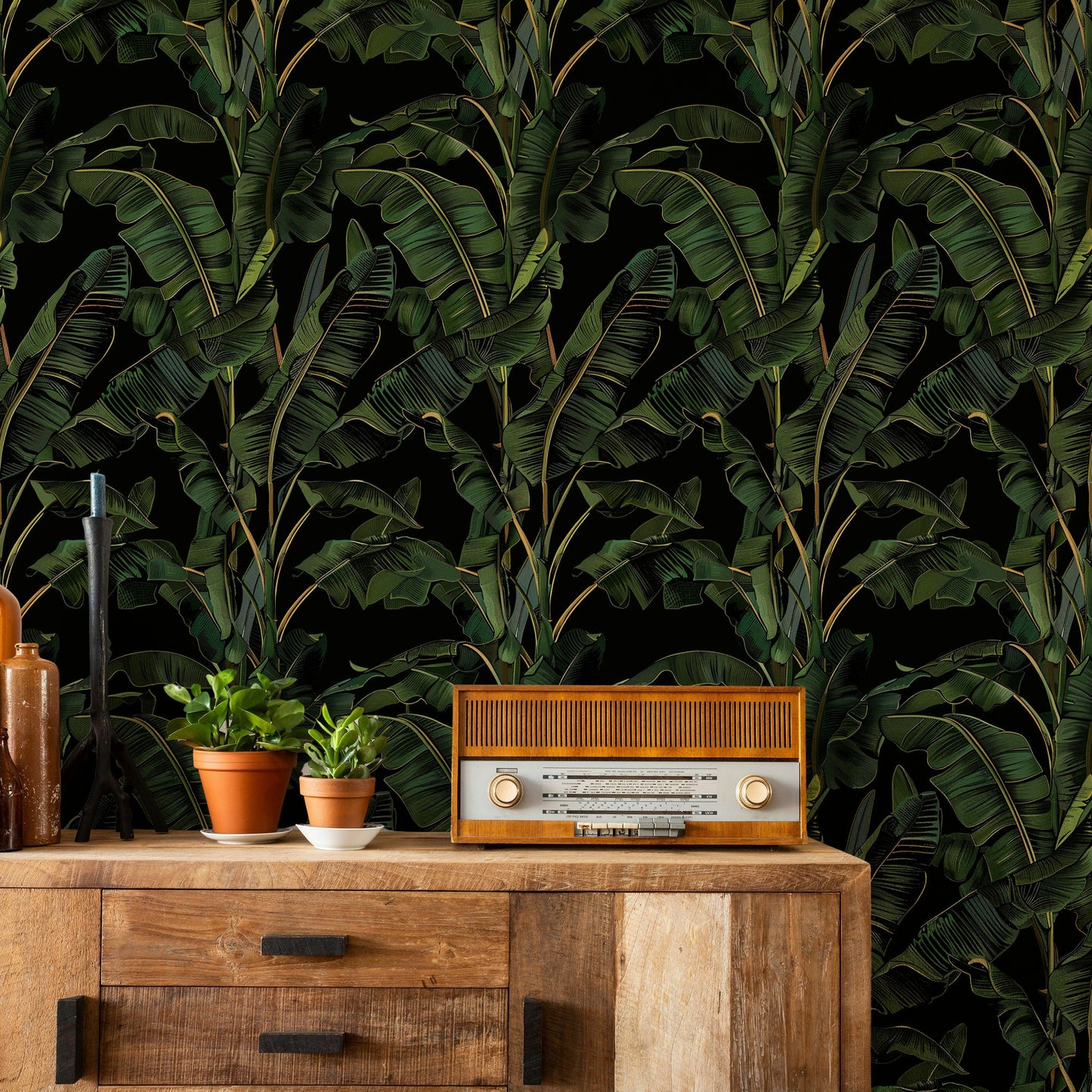 Banana Leaves Wallpaper Lush Tropical Design