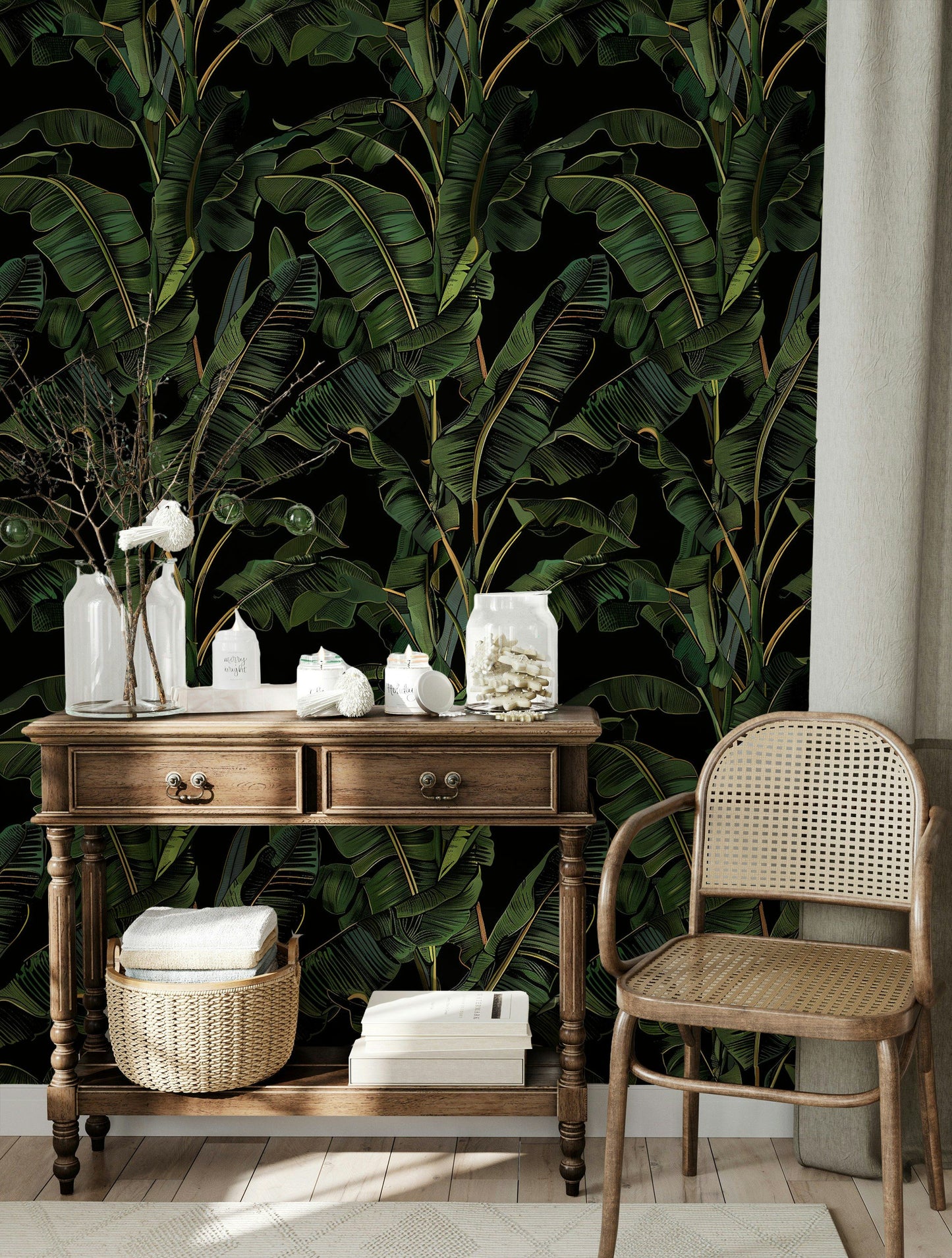 Banana Leaves Wallpaper Lush Tropical Design