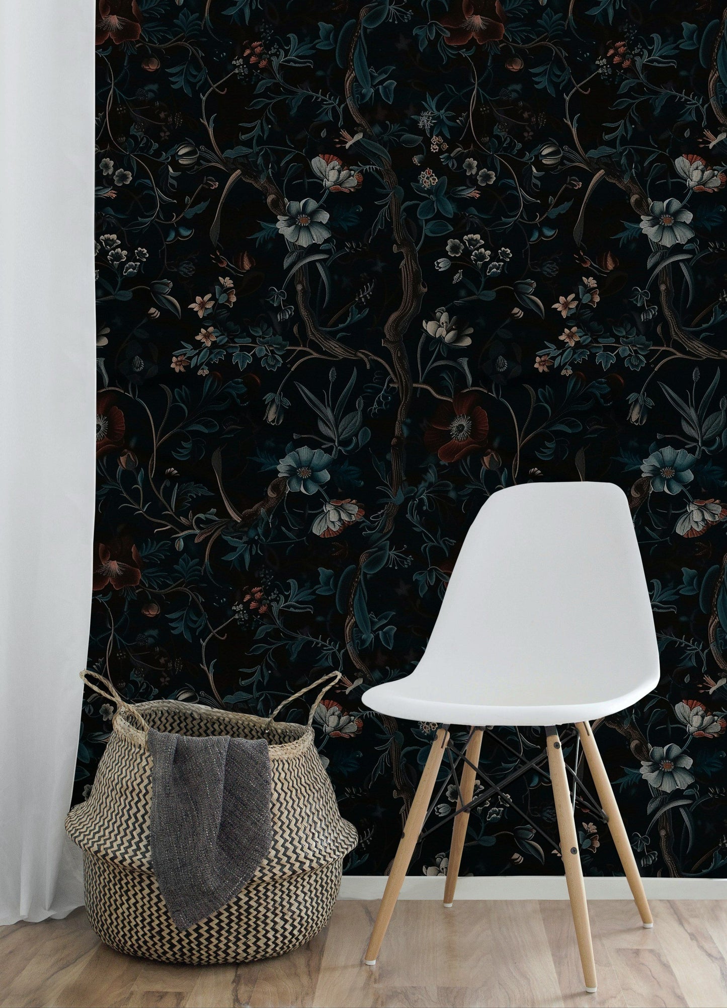 Dark Floral Botanical Wallpaper Flowers Wall Mural