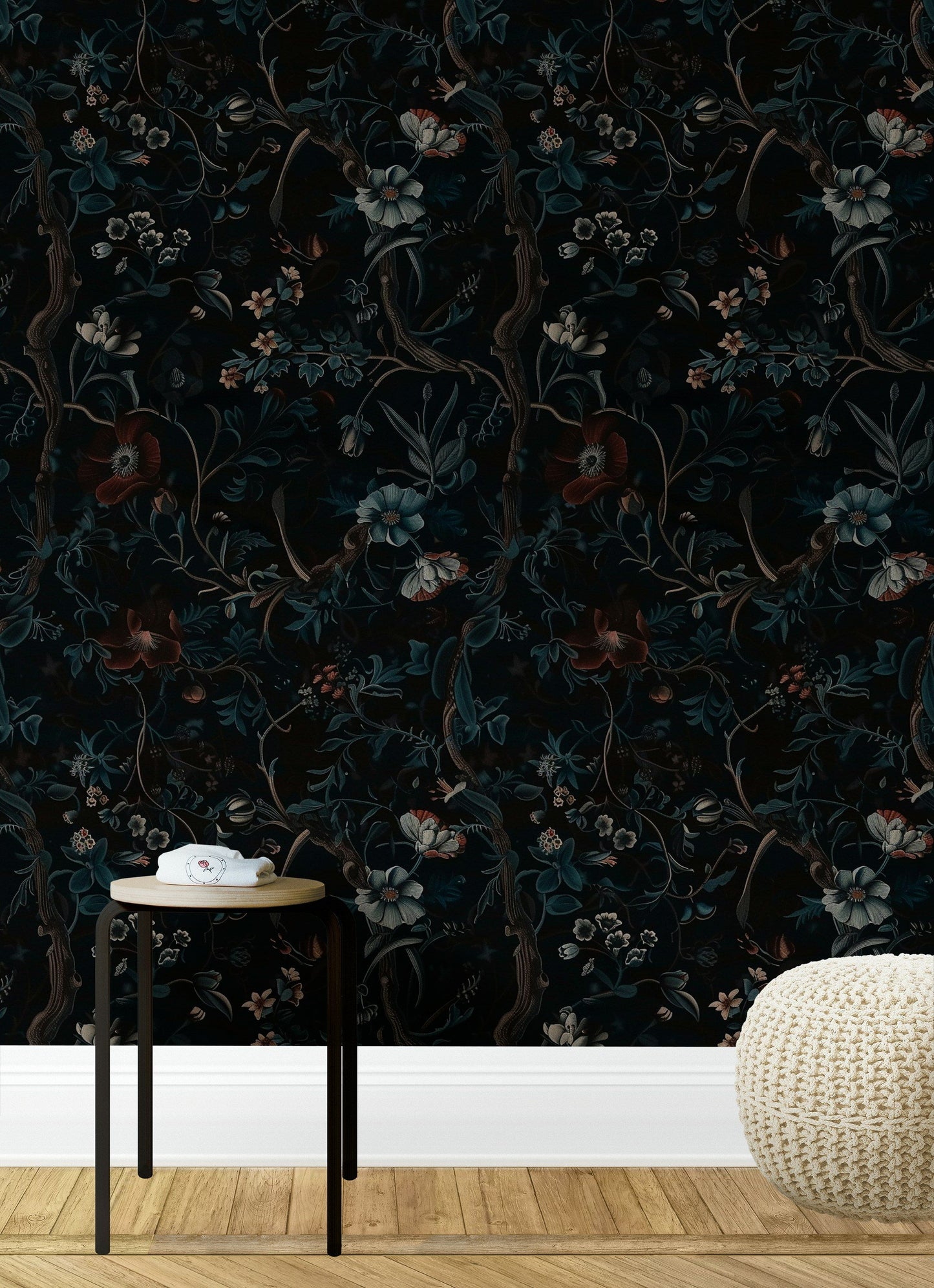 Dark Floral Botanical Wallpaper Flowers Wall Mural