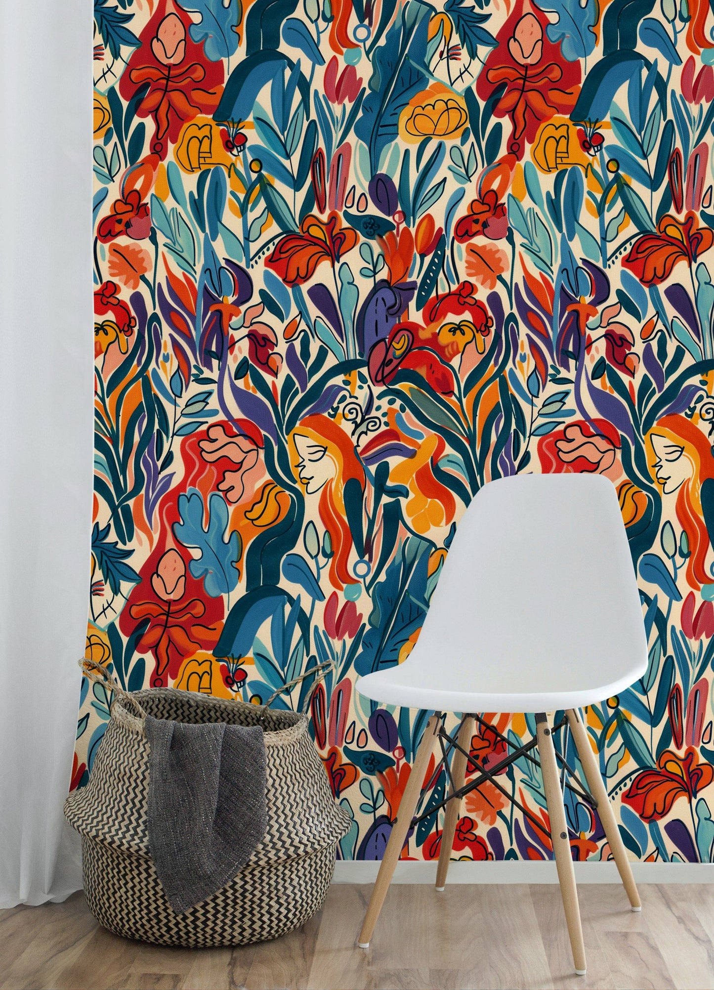 Abstract Floral Wallpaper Bold Botanical Design