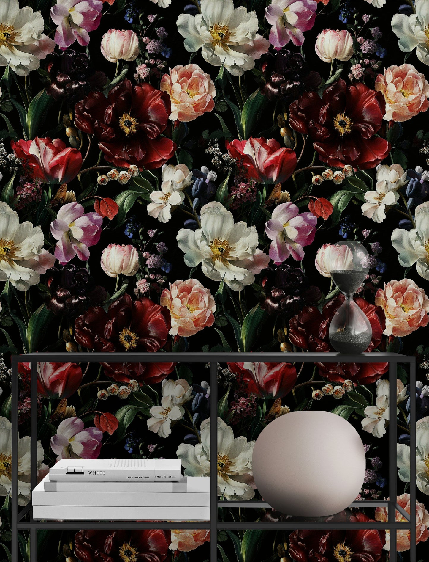 Dark Floral Wallpaper Romantic Flower Pattern