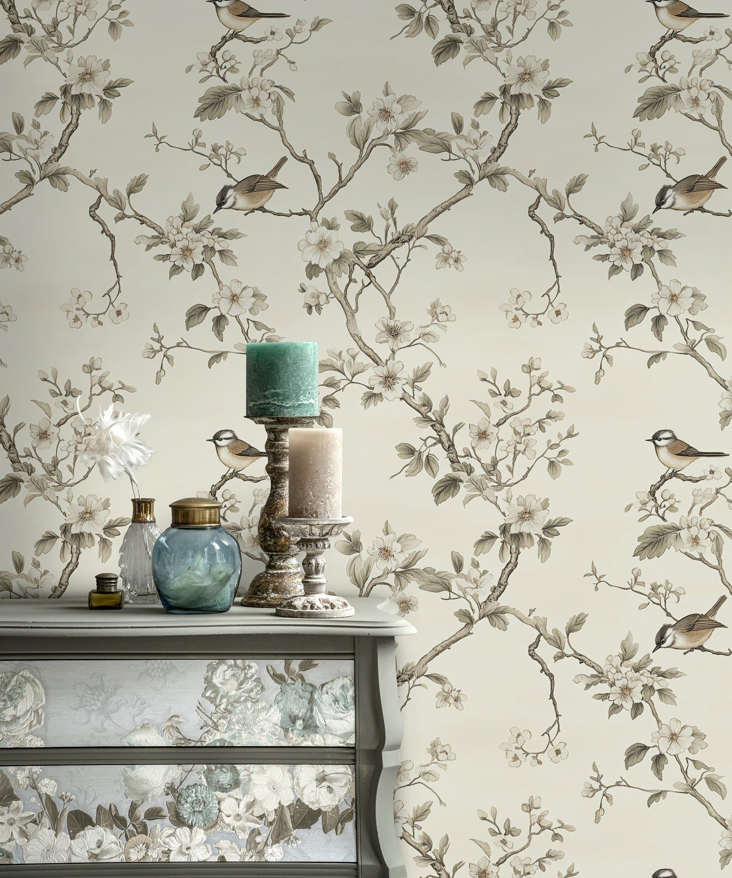 Bird and Blossom Wallpaper Chinoiserie Floral Wall Mural