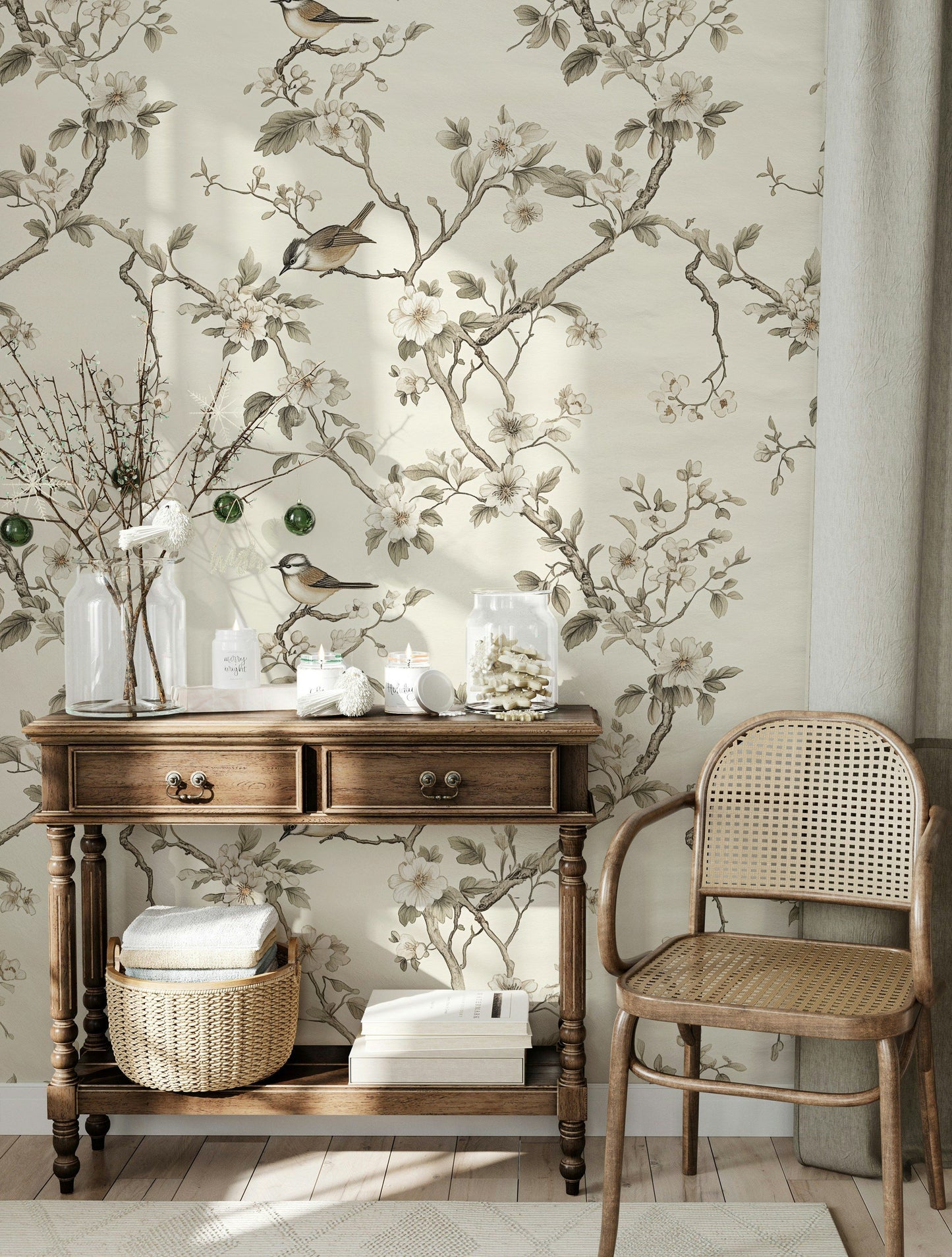 Bird and Blossom Wallpaper Chinoiserie Floral Wall Mural