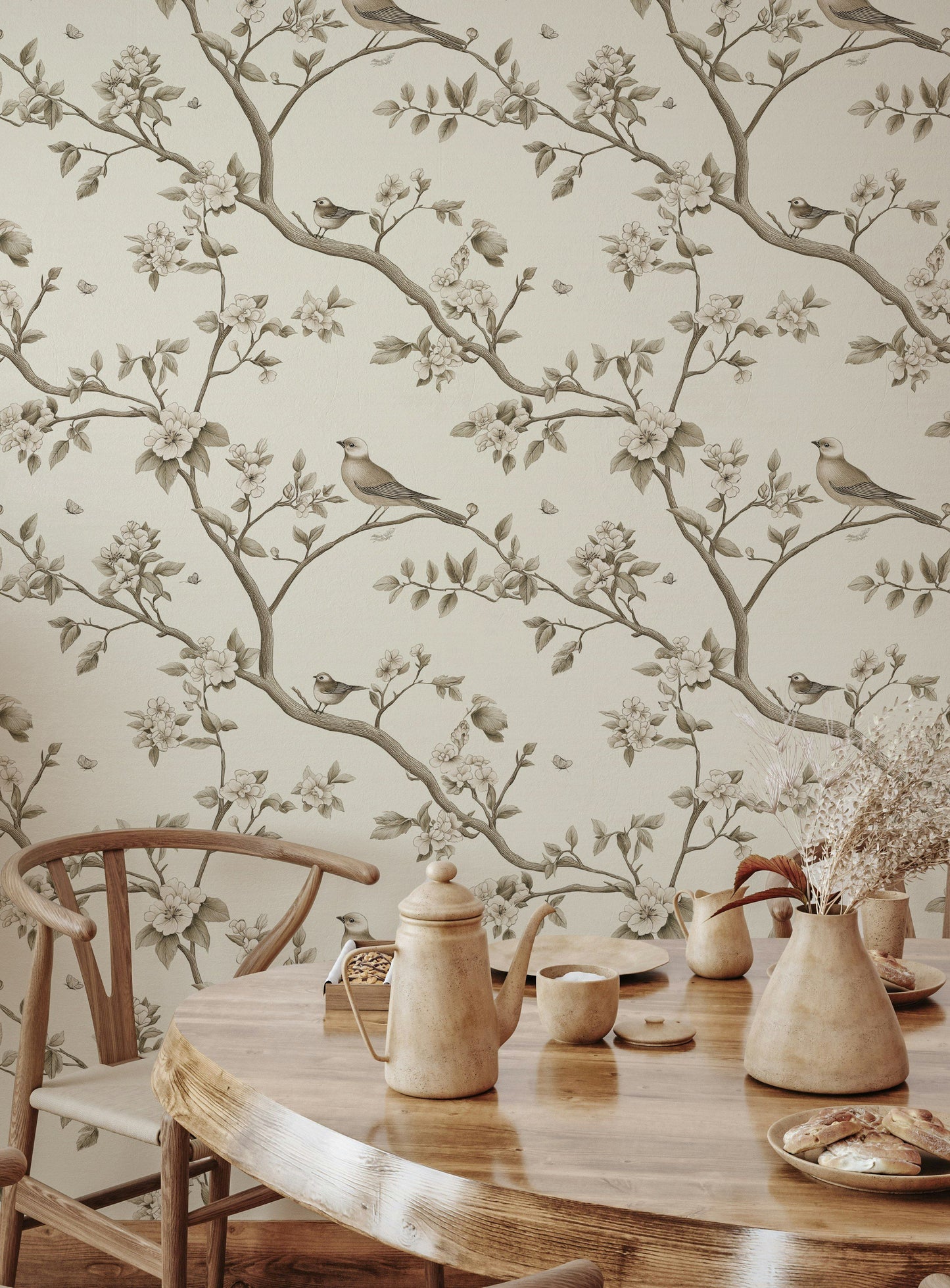 Classic Bird and Floral Wallpaper Chinoiserie Wall Mural