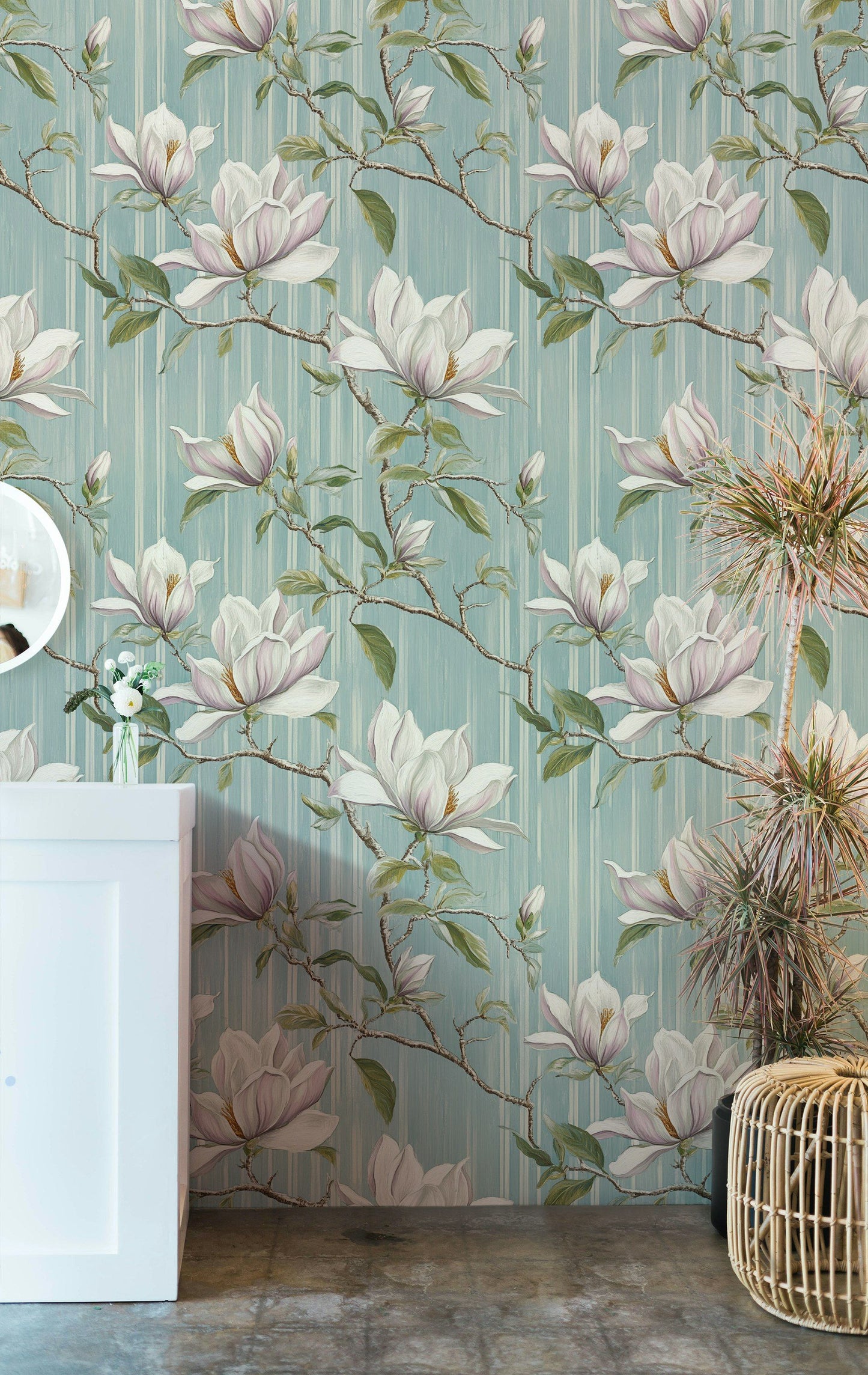 Elegant Magnolia Branches Wallpaper Vintage Wall Mural