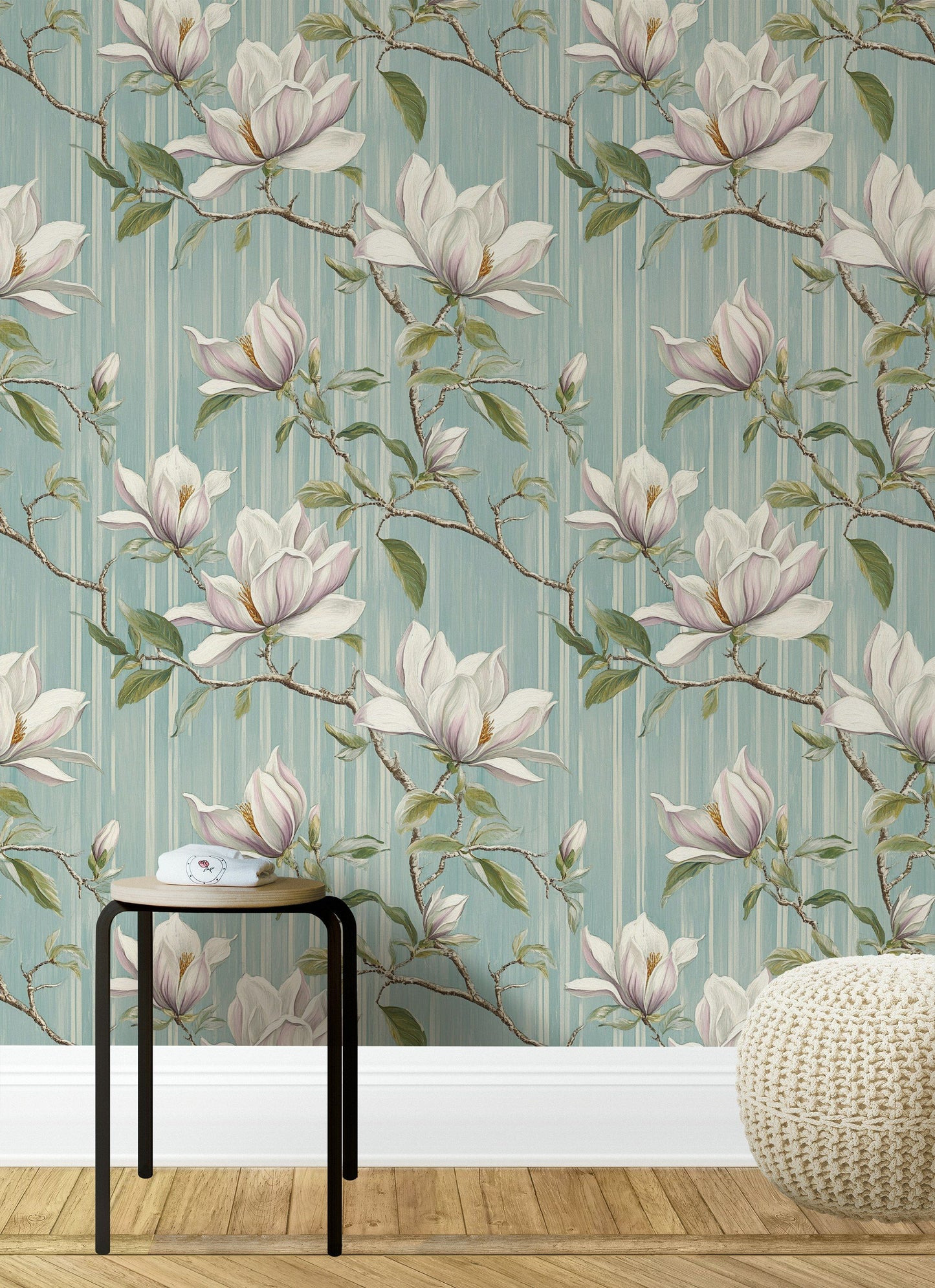 Elegant Magnolia Branches Wallpaper Vintage Wall Mural