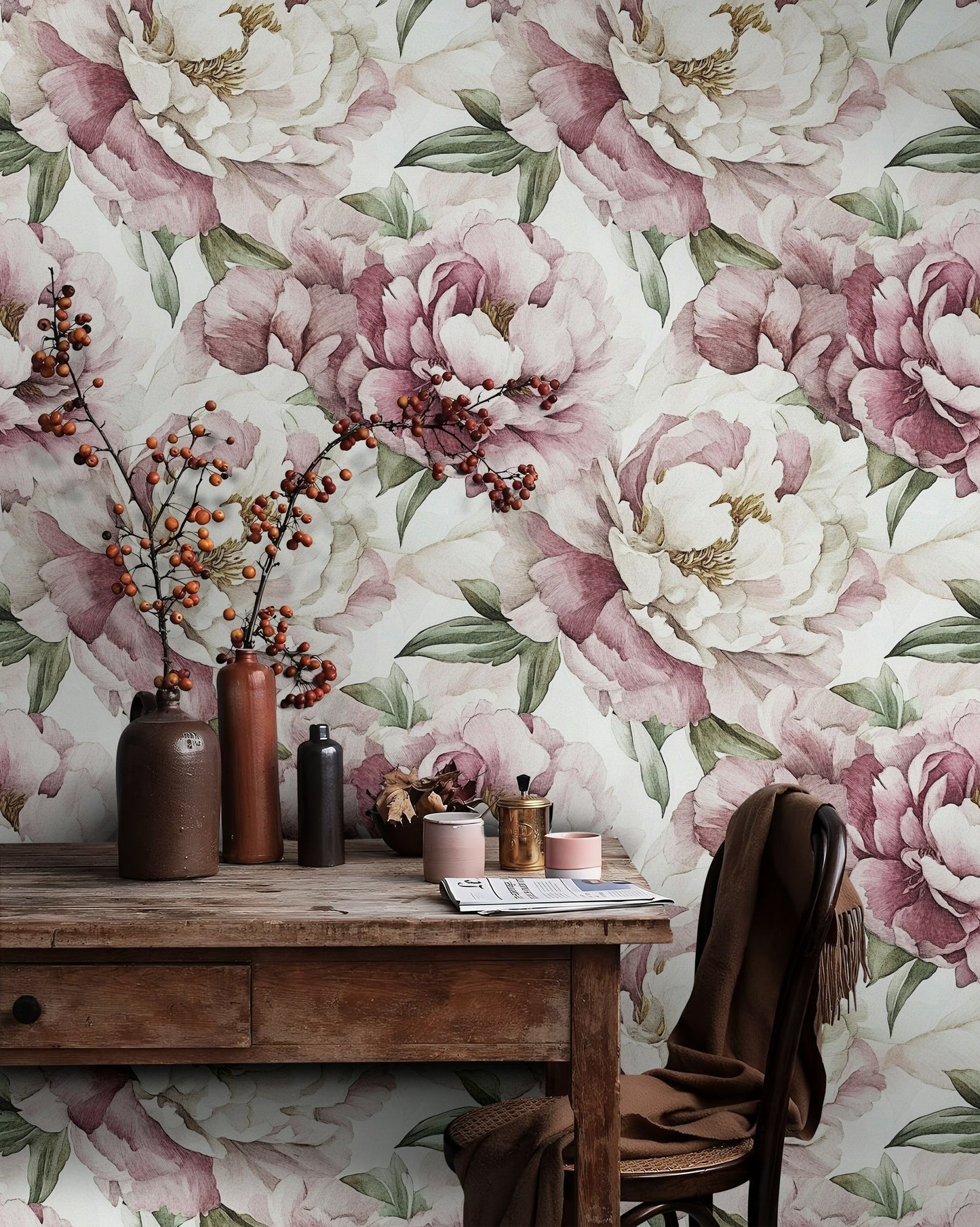 Blush Pink Peony Wallpaper Floral Roll