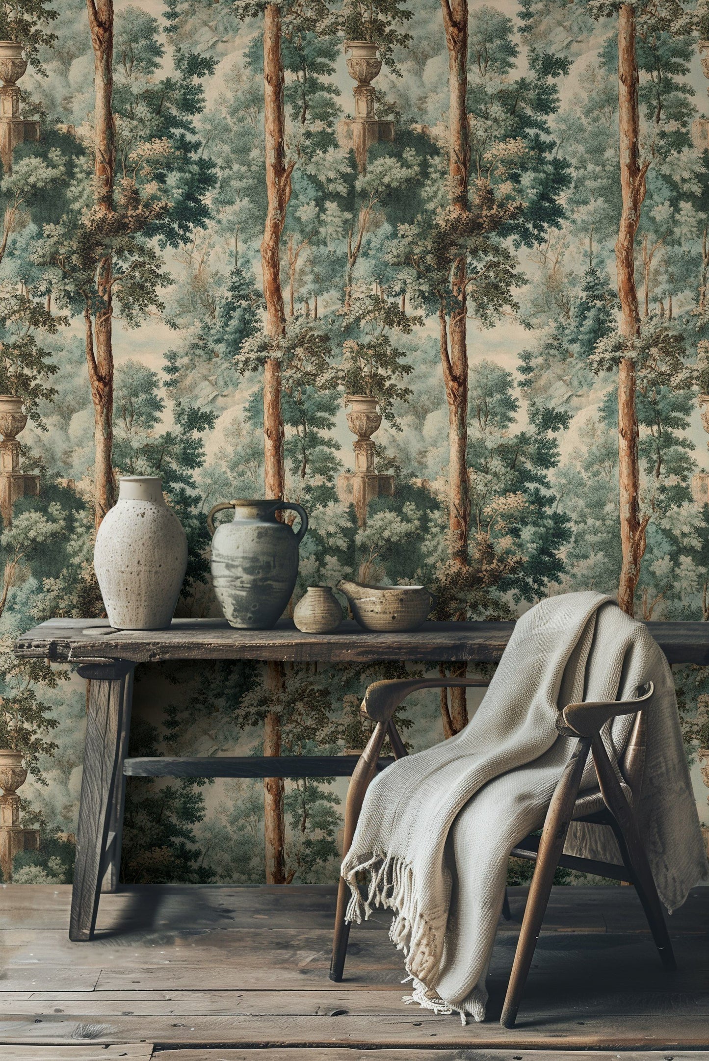 Serene Classical Landscape Wallpaper Pattern Roll