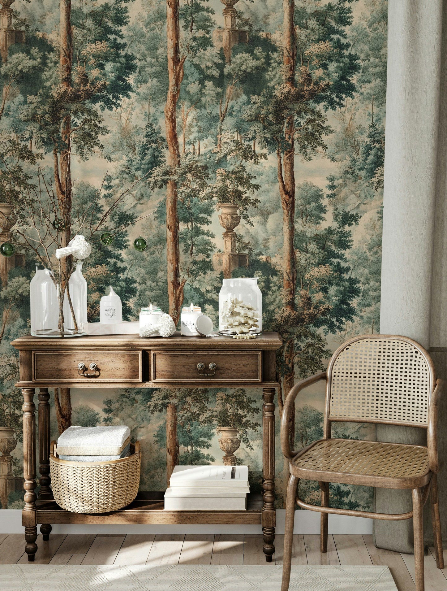Serene Classical Landscape Wallpaper Pattern Roll