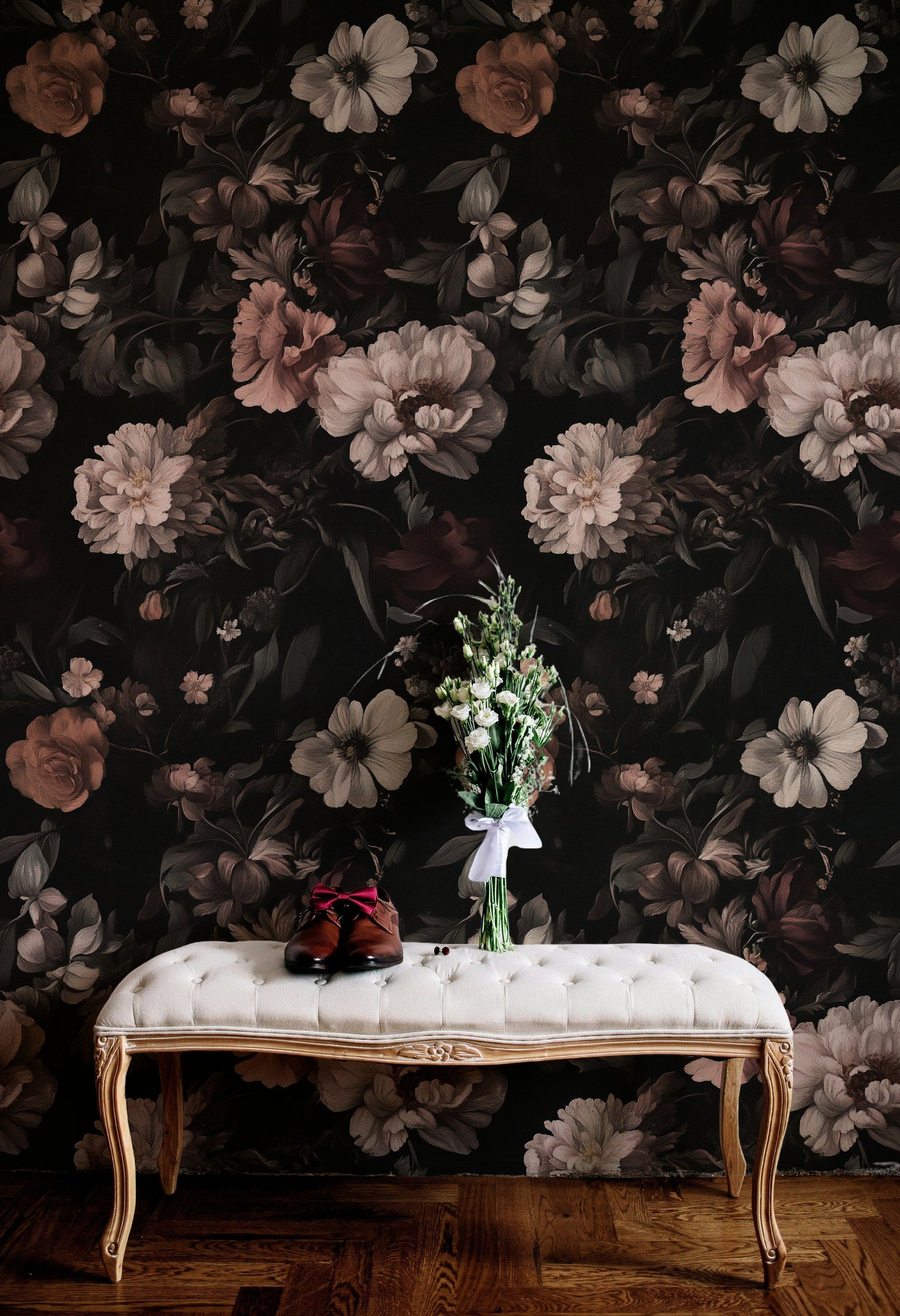 Dark Floral Wallpaper Moody Still Life Flower Mural