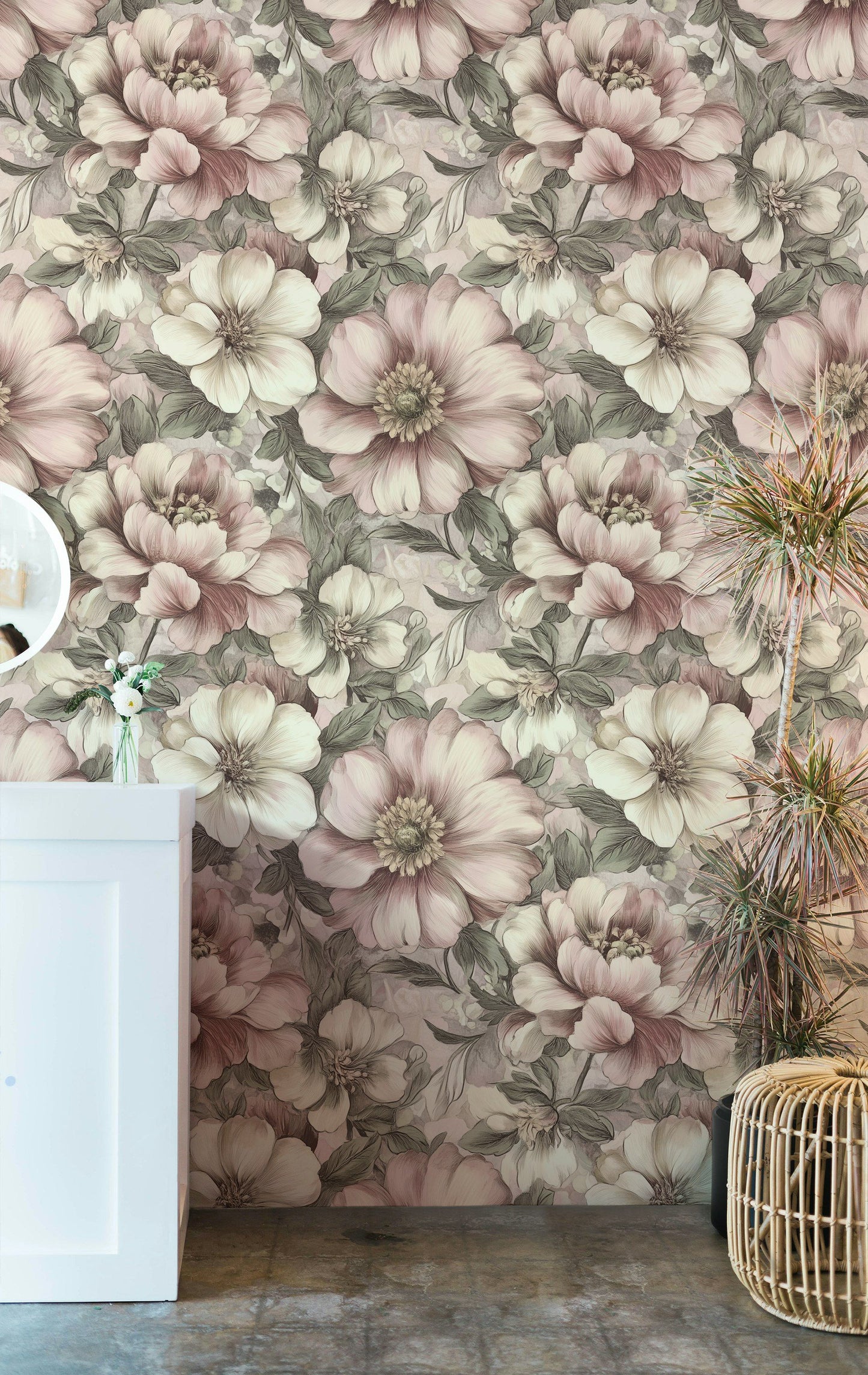 Soft FloralWallpaper Vintage-Inspired Pastel Flower