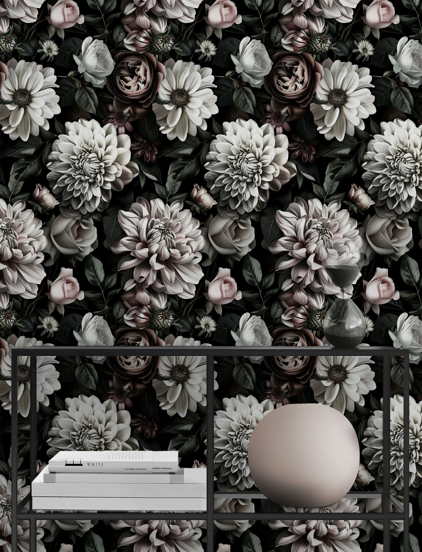 Dark Floral Wallpaper Vintage Blooms Wall Mural