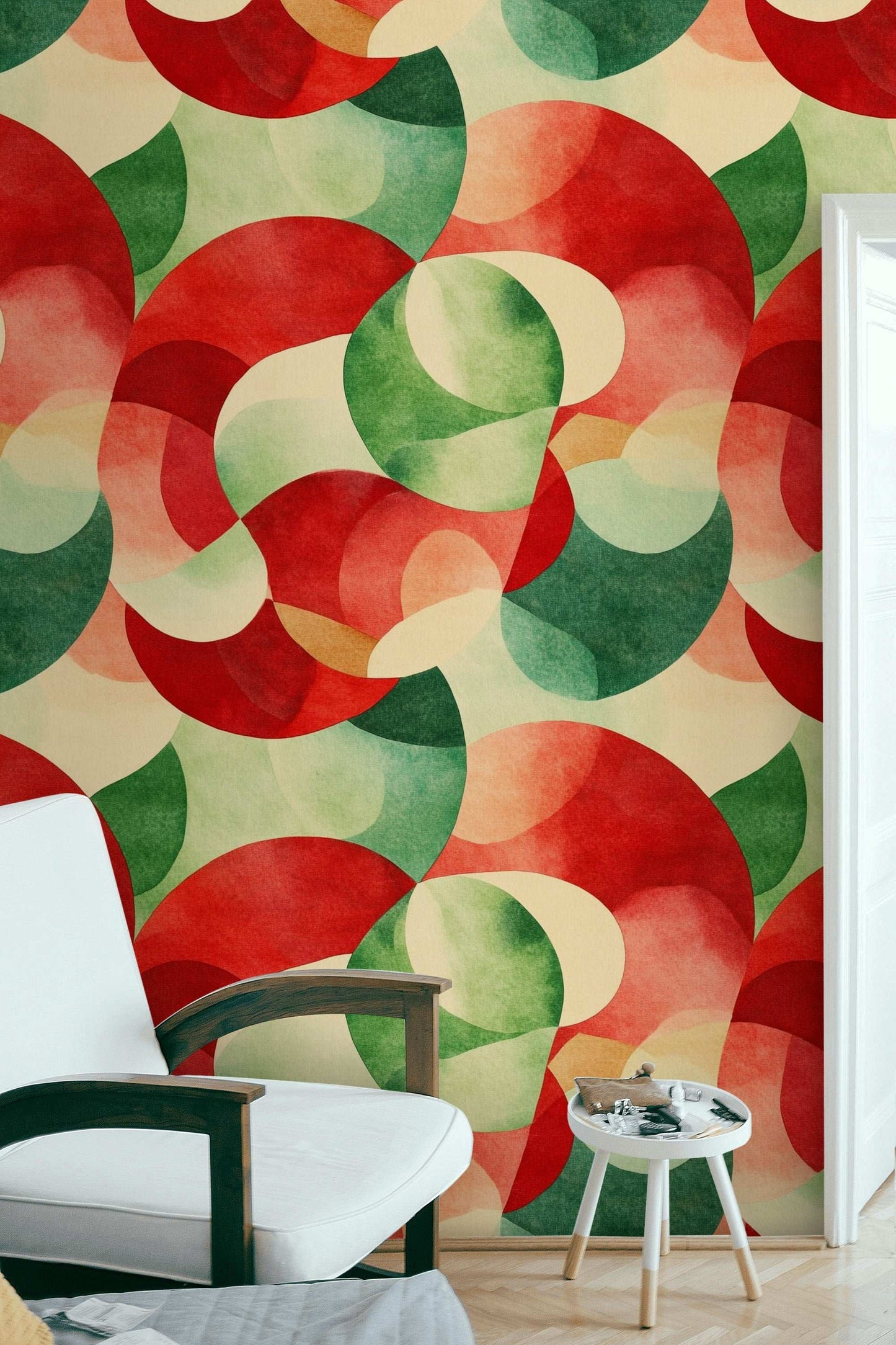Retro Geometric Curves Wallpaper Mid-Century Modern Abstract Wall Mural Peel STick Roll