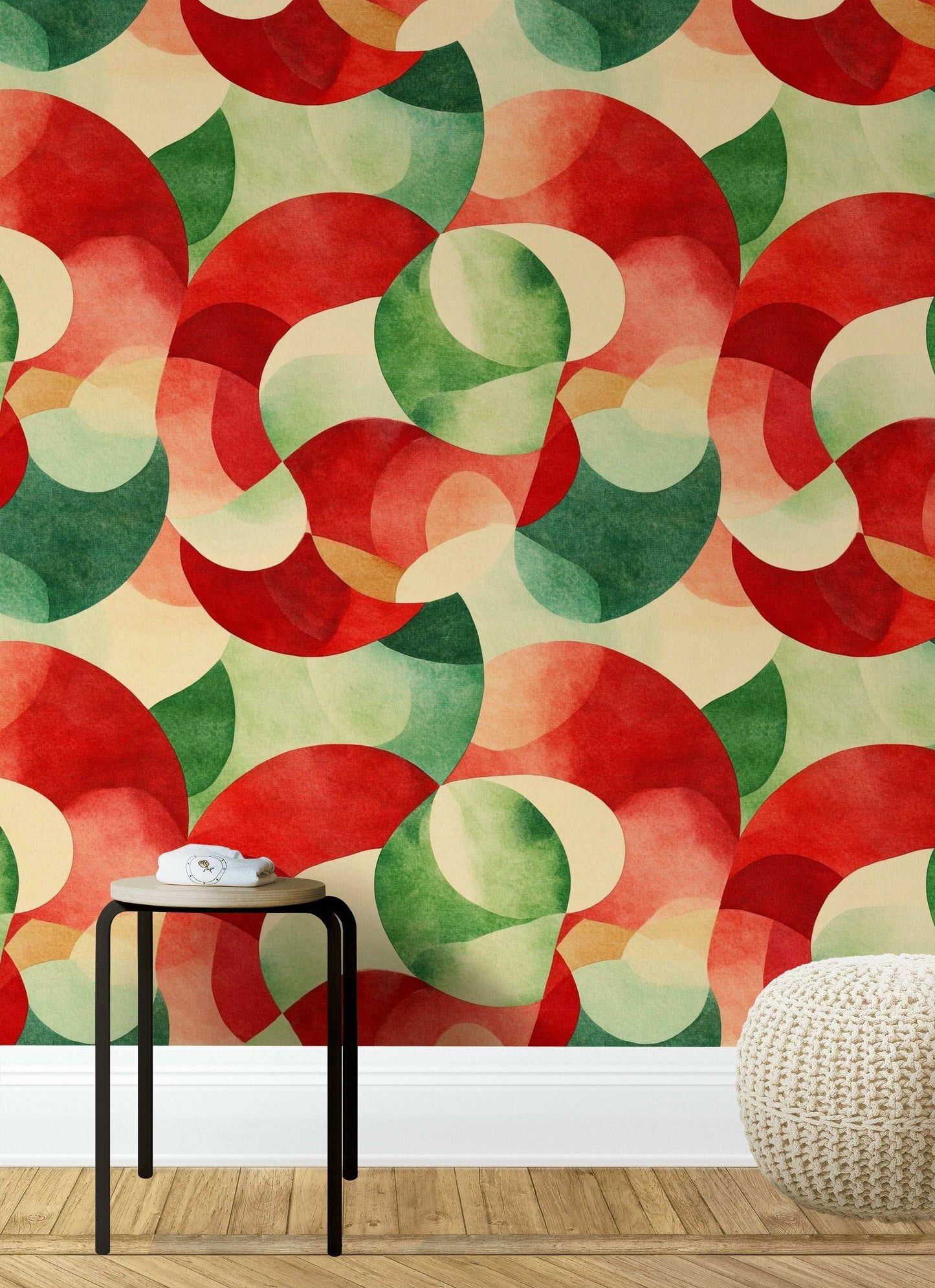 Retro Geometric Curves Wallpaper Mid-Century Modern Abstract Wall Mural Peel STick Roll