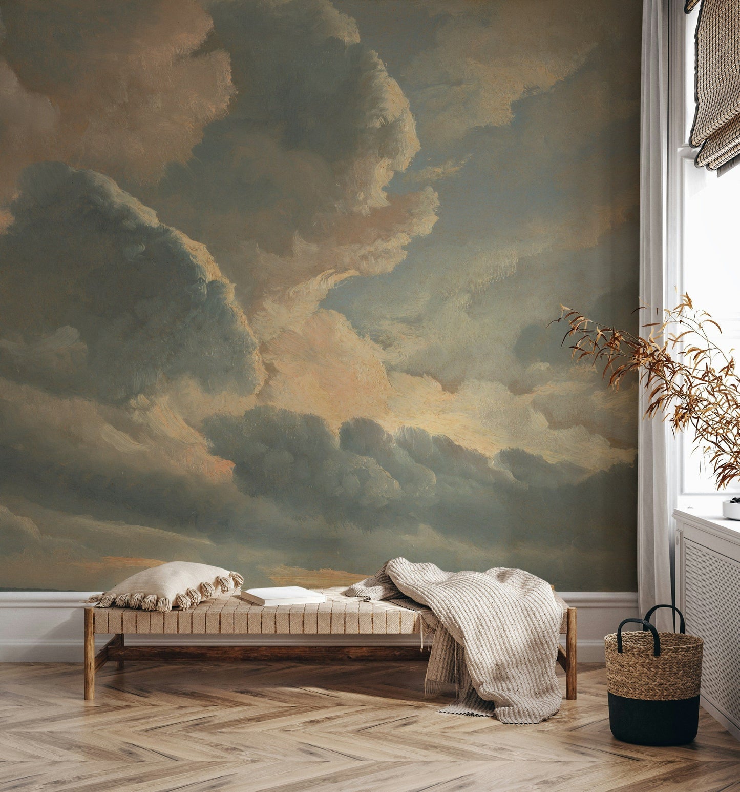 Cloudscape Wallpaper Sky Blue Pastel Clouds Wall Mural