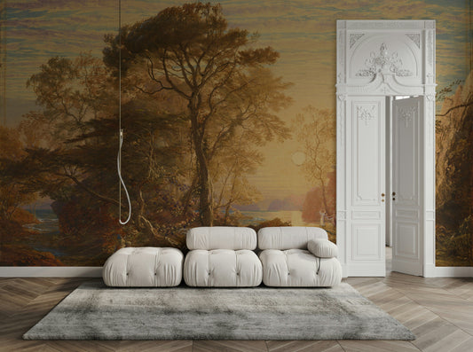 Sunset Landscape Wallpaper River Scene Wall Mural