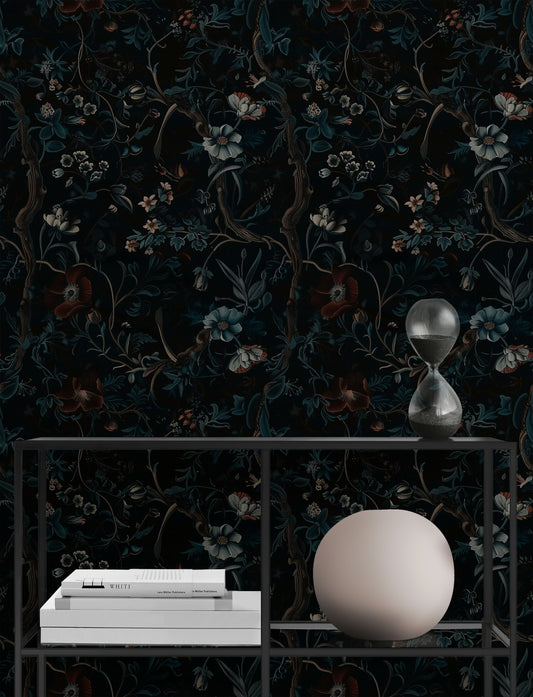 Dark Floral Botanical Wallpaper  Flowers Wall Mural
