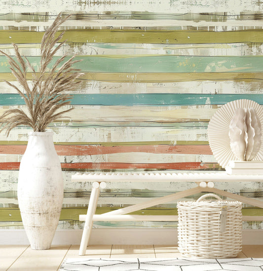Vintage Pastel Stripe Wallpaper Pastel Colors Wall Mural