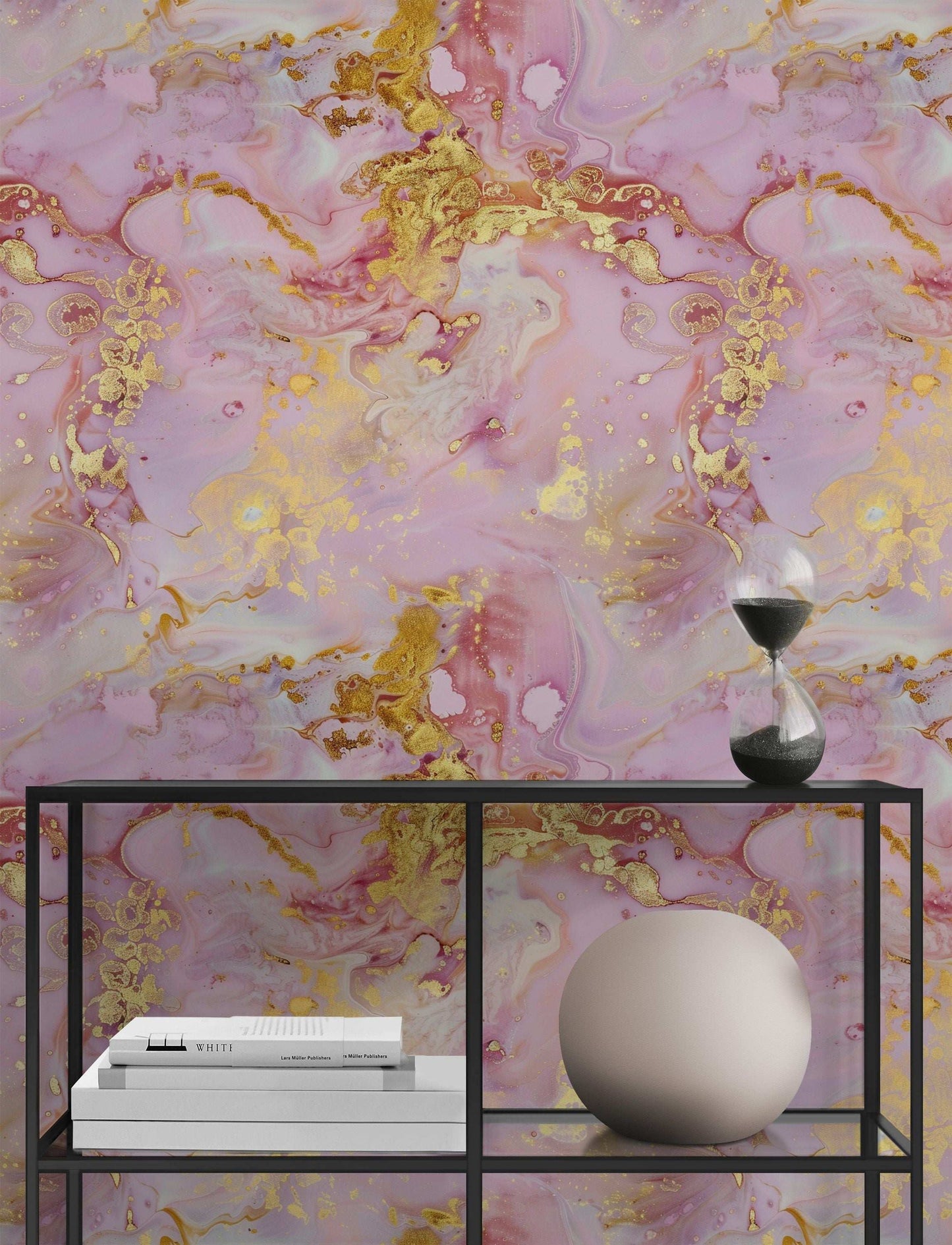 Luxurious Pink and Gold Marble Wallpaper Peel and Stick Elegant Abstract Wall Mural