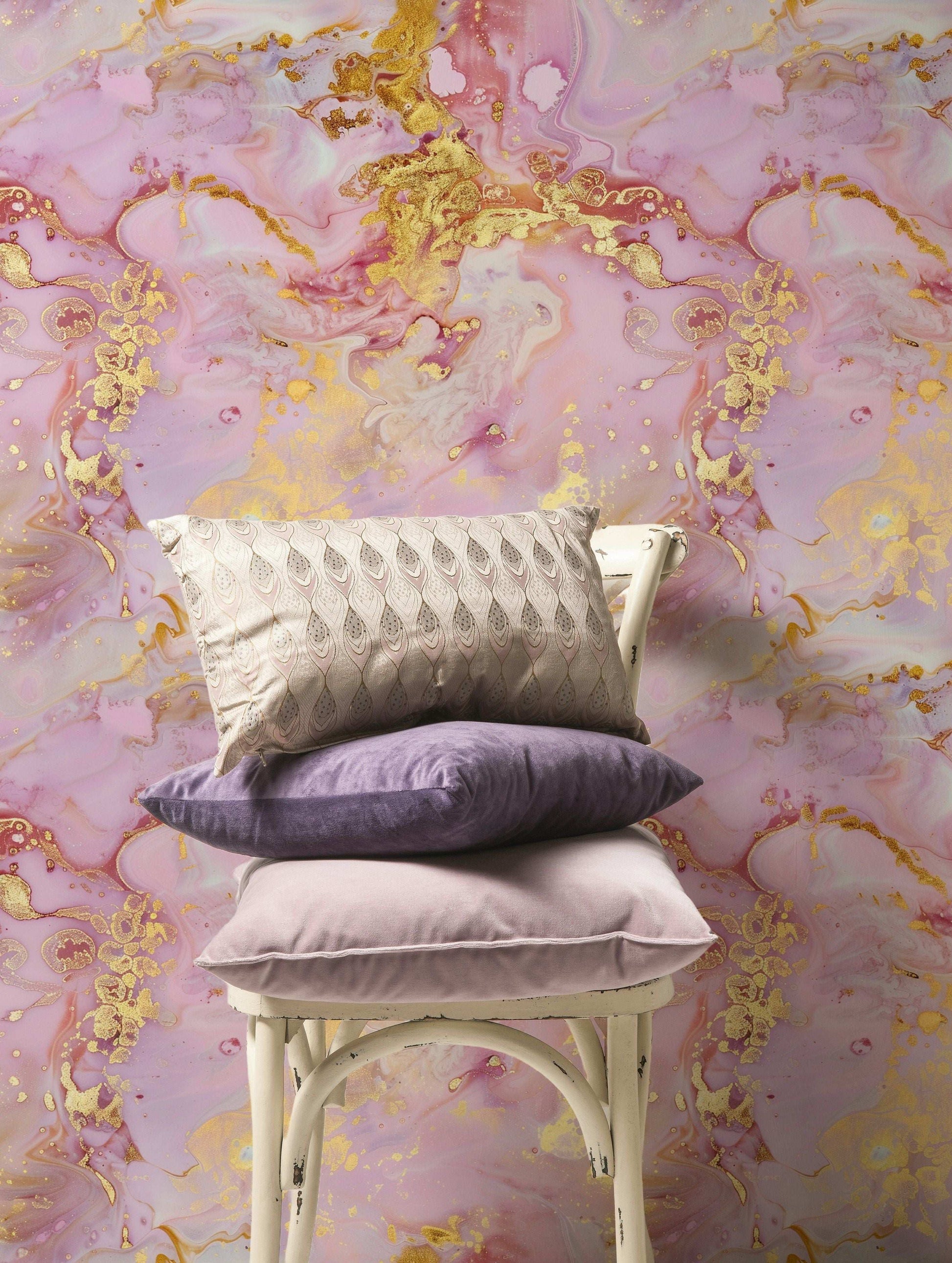 Luxurious Pink and Gold Marble Wallpaper Peel and Stick Elegant Abstract Wall Mural