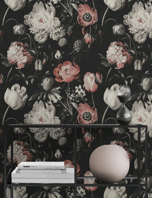 Vintage Floral Wallpaper Pink Peonies Wall Mural