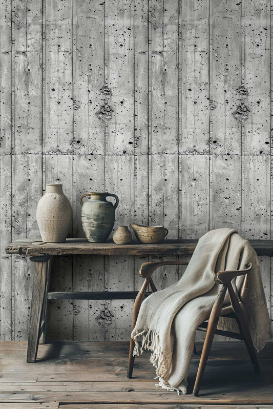 Rustic Wood Plank Wallpaper Gray Faux Wood Wall Mural Peel Stick Roll