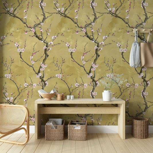 Asian Floral Wallpaper Chinoiserie Pattern Wall Mural