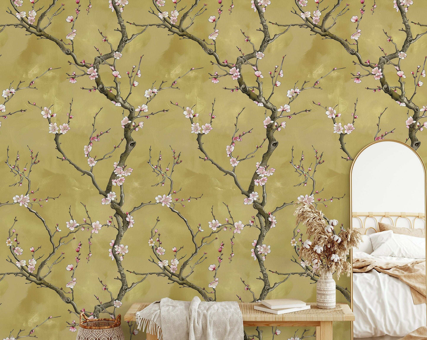 Asian Floral Wallpaper Chinoiserie Pattern Wall Mural