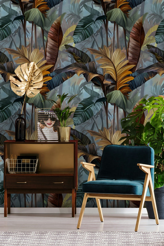 Tropical Foliage Wallpaper Big Leaves Wall Mural