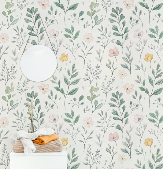 Pastel Floral Wallpaper Watercolor Flower Pattern