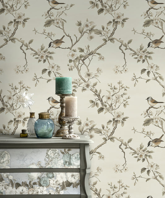 Bird and Blossom Wallpaper Chinoiserie Floral Wall Mural