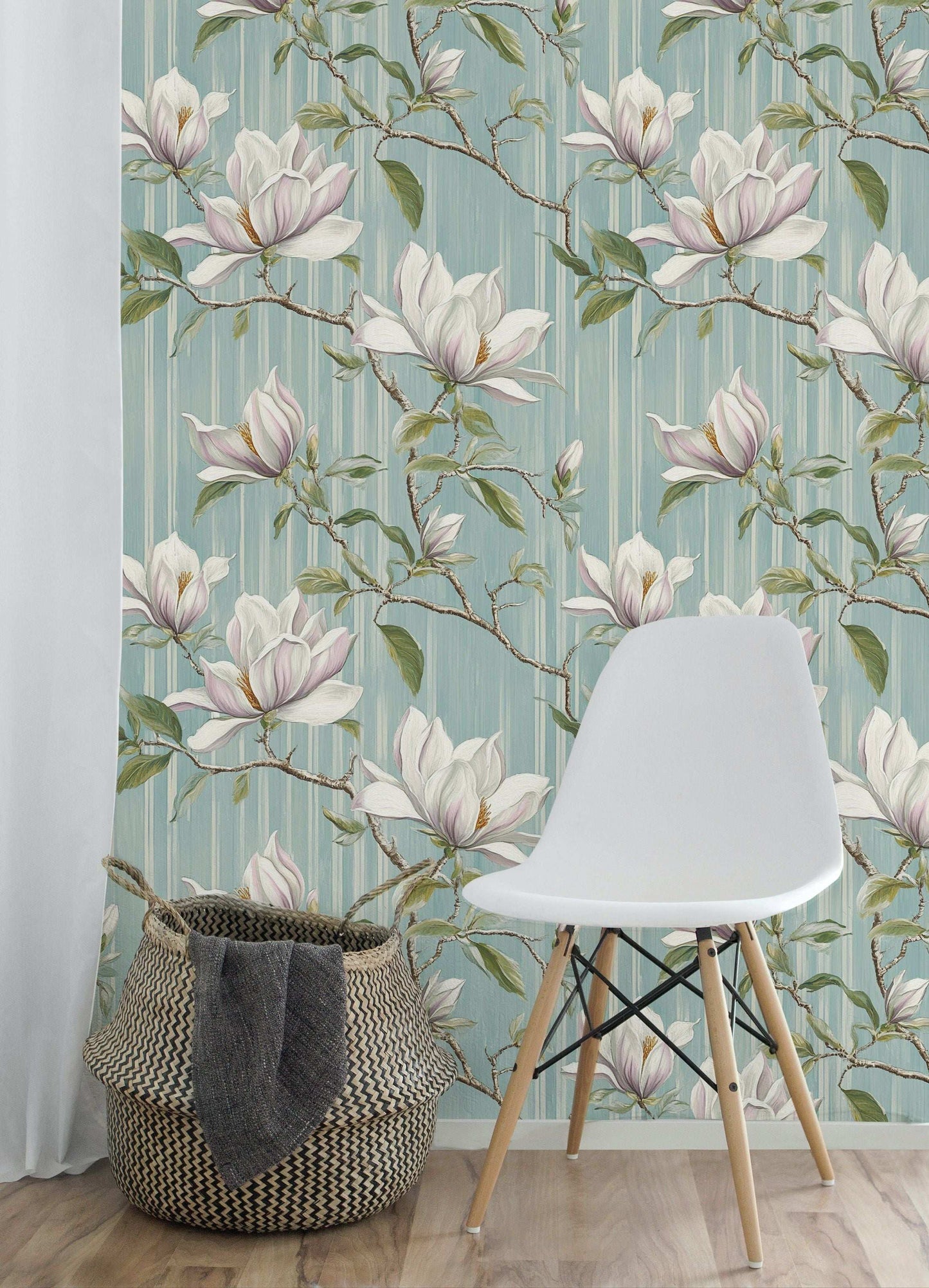 Elegant Magnolia Branches Wallpaper Vintage Floral Wall Mural Peel Stick Roll