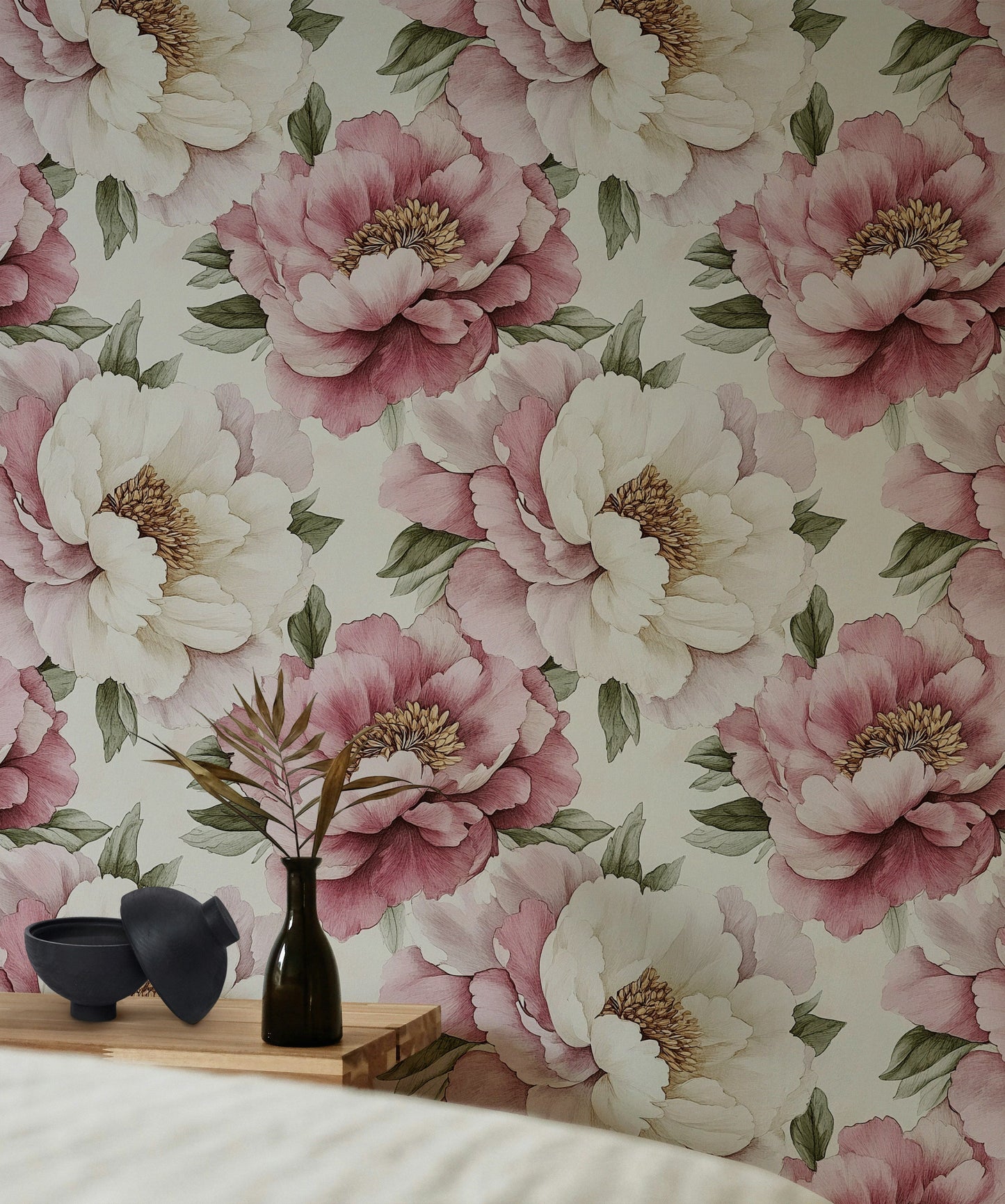 Elegant Blush Pink Peony Wallpaper Large Floral Wall Mural