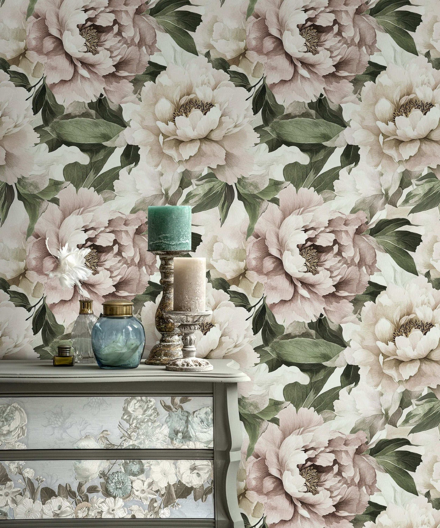 Peony Wallpaper Large Floral Peel and Stick Wall Mural Flower Pattern Roll