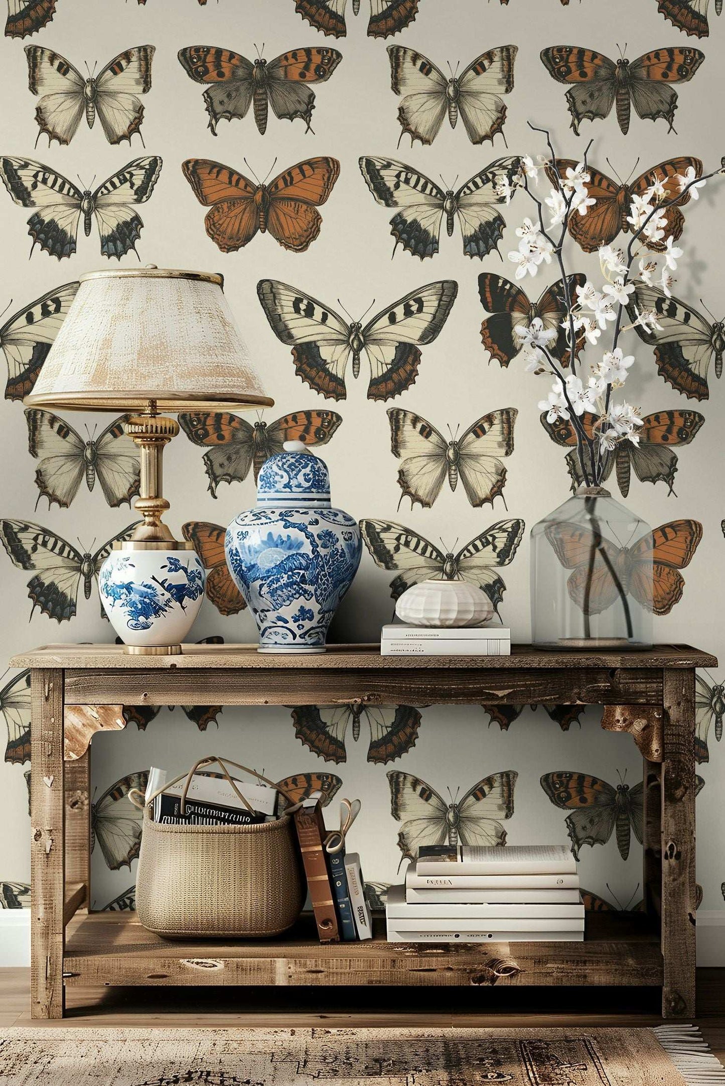 Vintage Butterfly Wallpaper Retro Peel and Stick Wall Mural