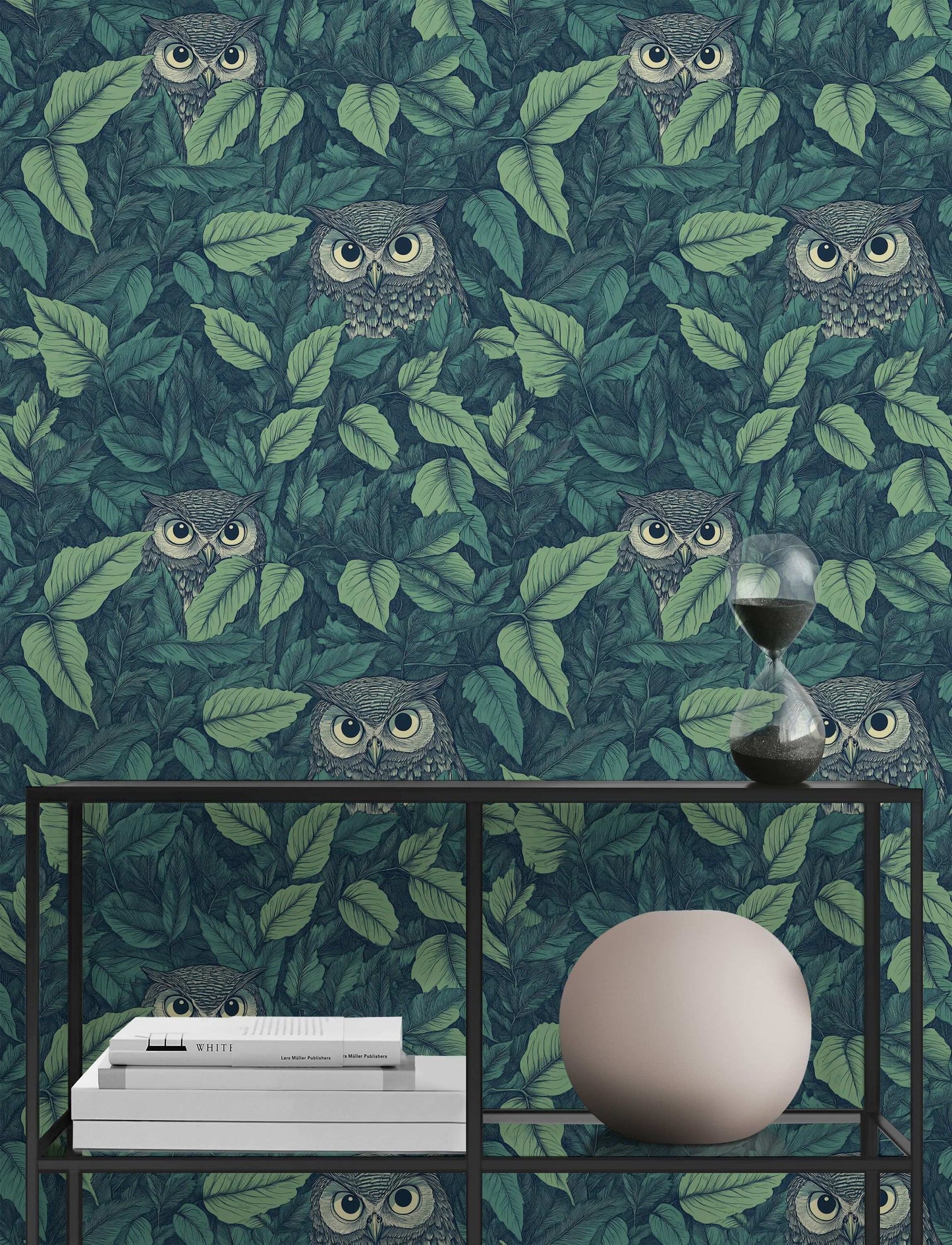 Vintage Owl and Leaf Pattern Wallpaper Dark Forest Botanical Wall Mural Peel Stick Roll