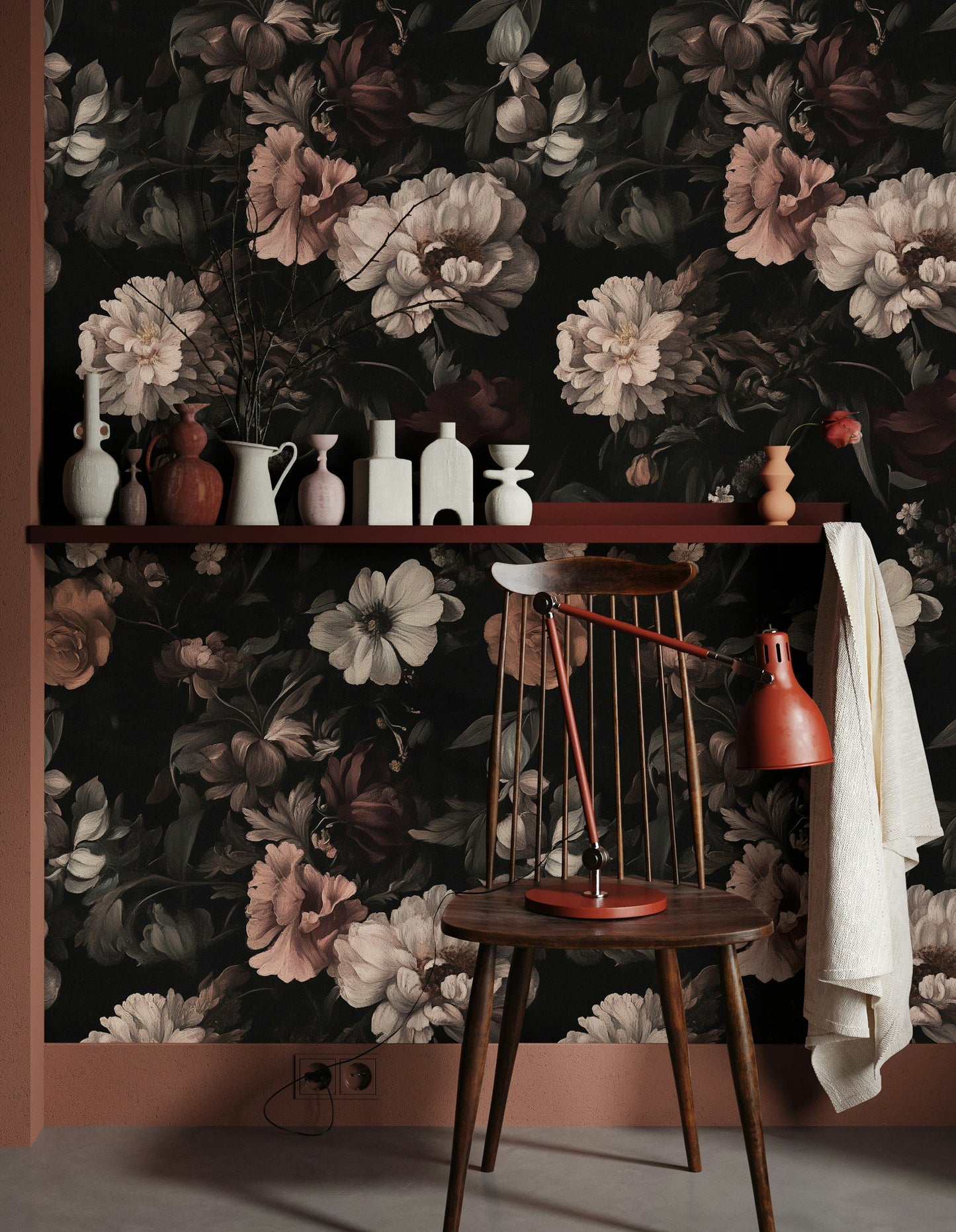 Dark Floral Wallpaper Moody Still Life Flower Mural