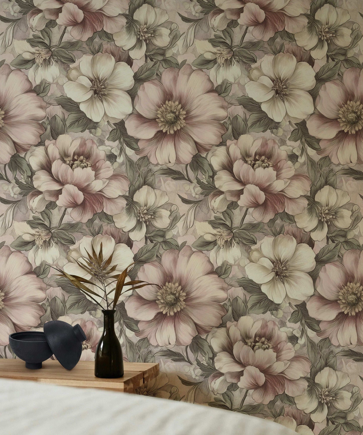 Soft Floral Peel and Stick Wallpaper Vintage-Inspired Pastel Flower Wall Mural Peel Stick Roll