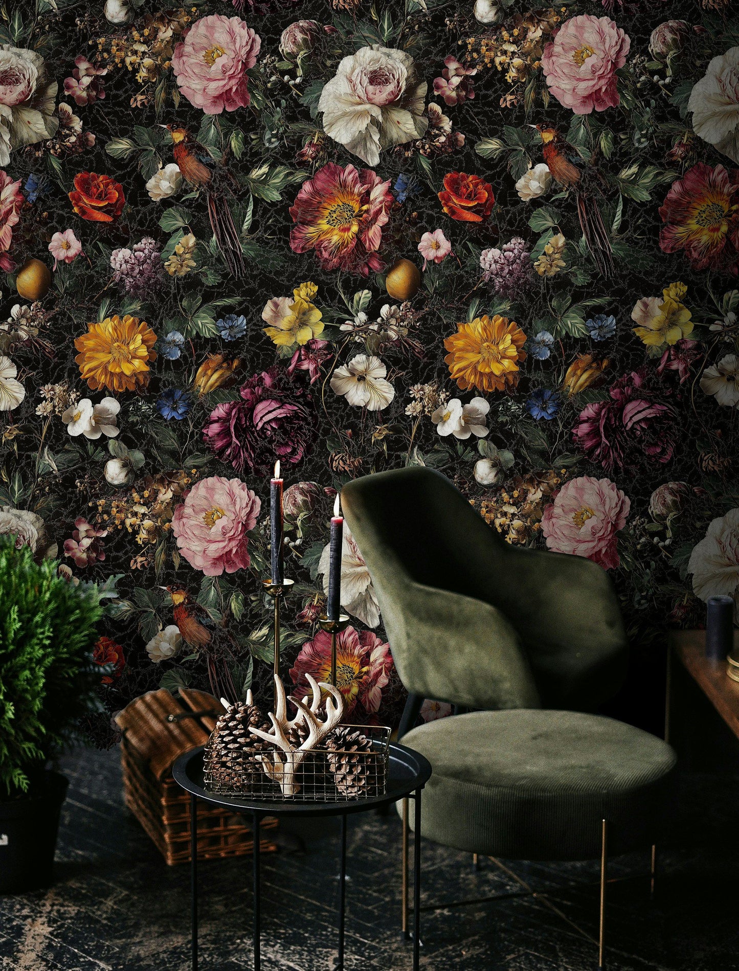 Luxurious Vintage Peony Floral Wallpaper Botanical Wall Mural