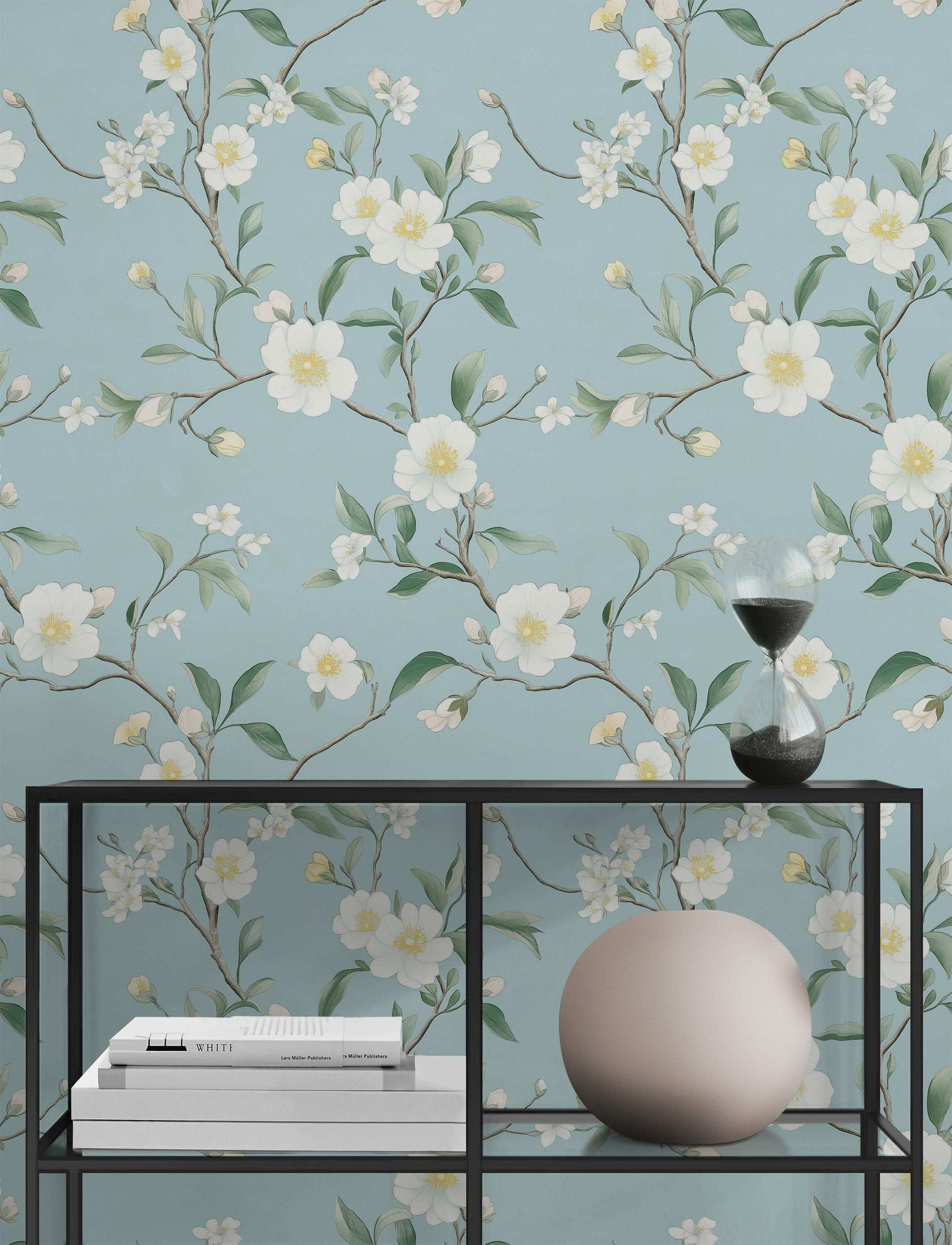 Delicate Watercolor Floral Wallpaper Soft Pastel Blossom Peel and Stick Wall Mural