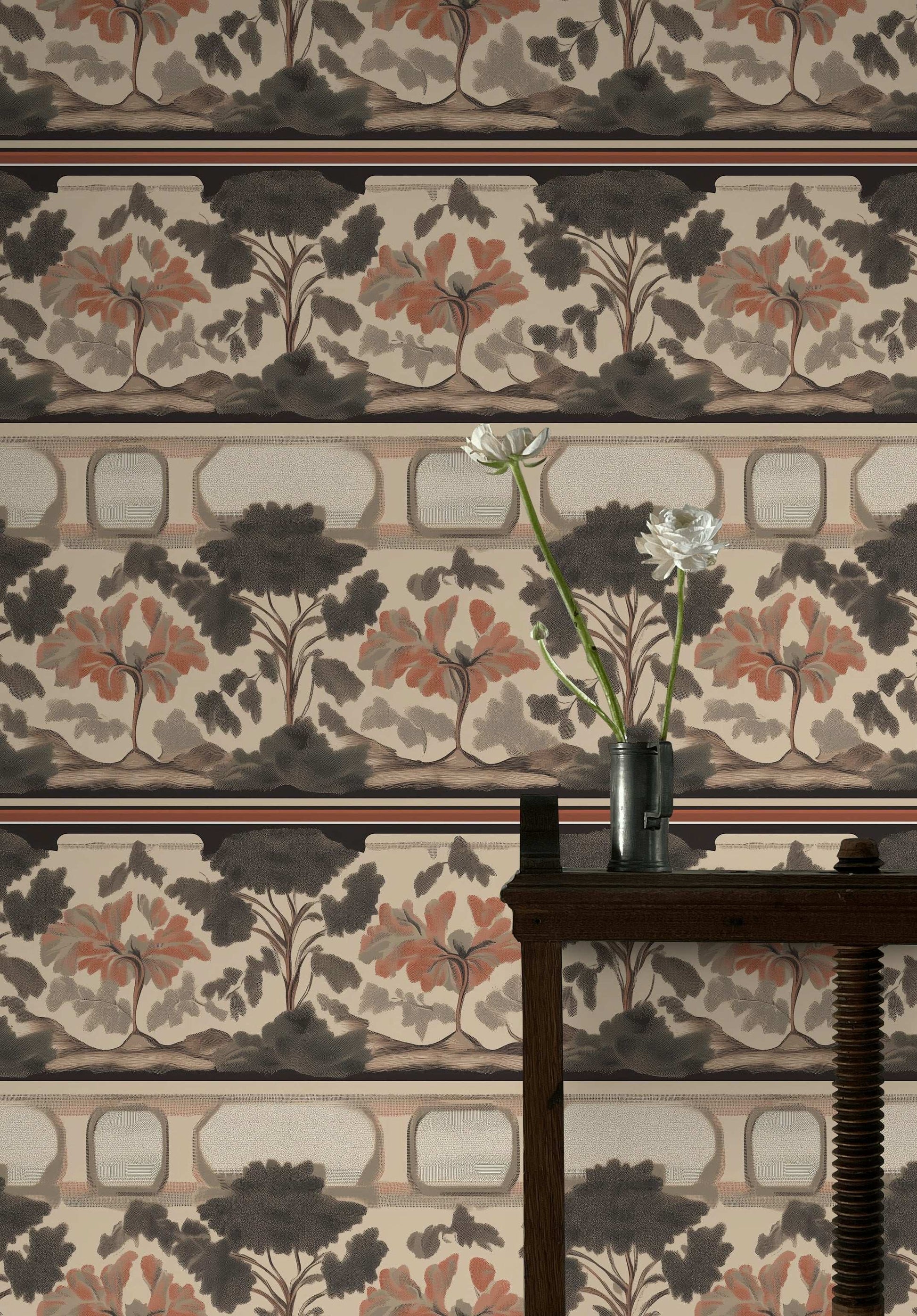 Vintage Scenic Wallpaper Art Deco Inspired Design for Unique Interiors Peel and Stick Roll