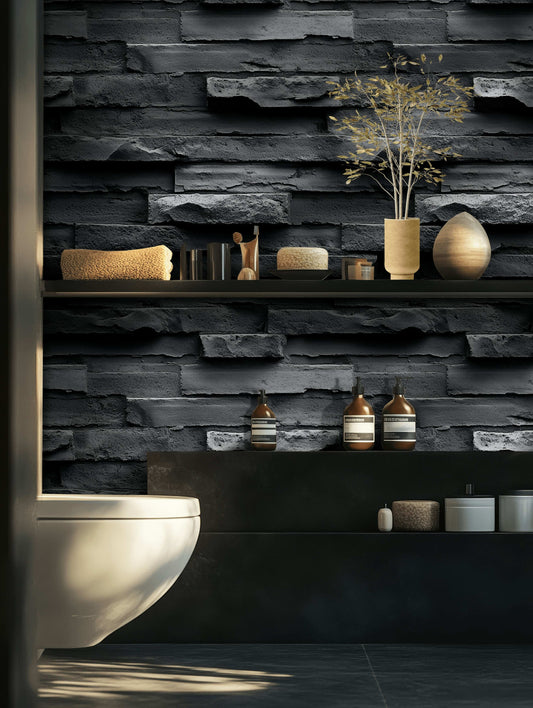 Textured Stone Wall Wallpaper Industrial Chic Bold Interiors Peel and Stick Roll