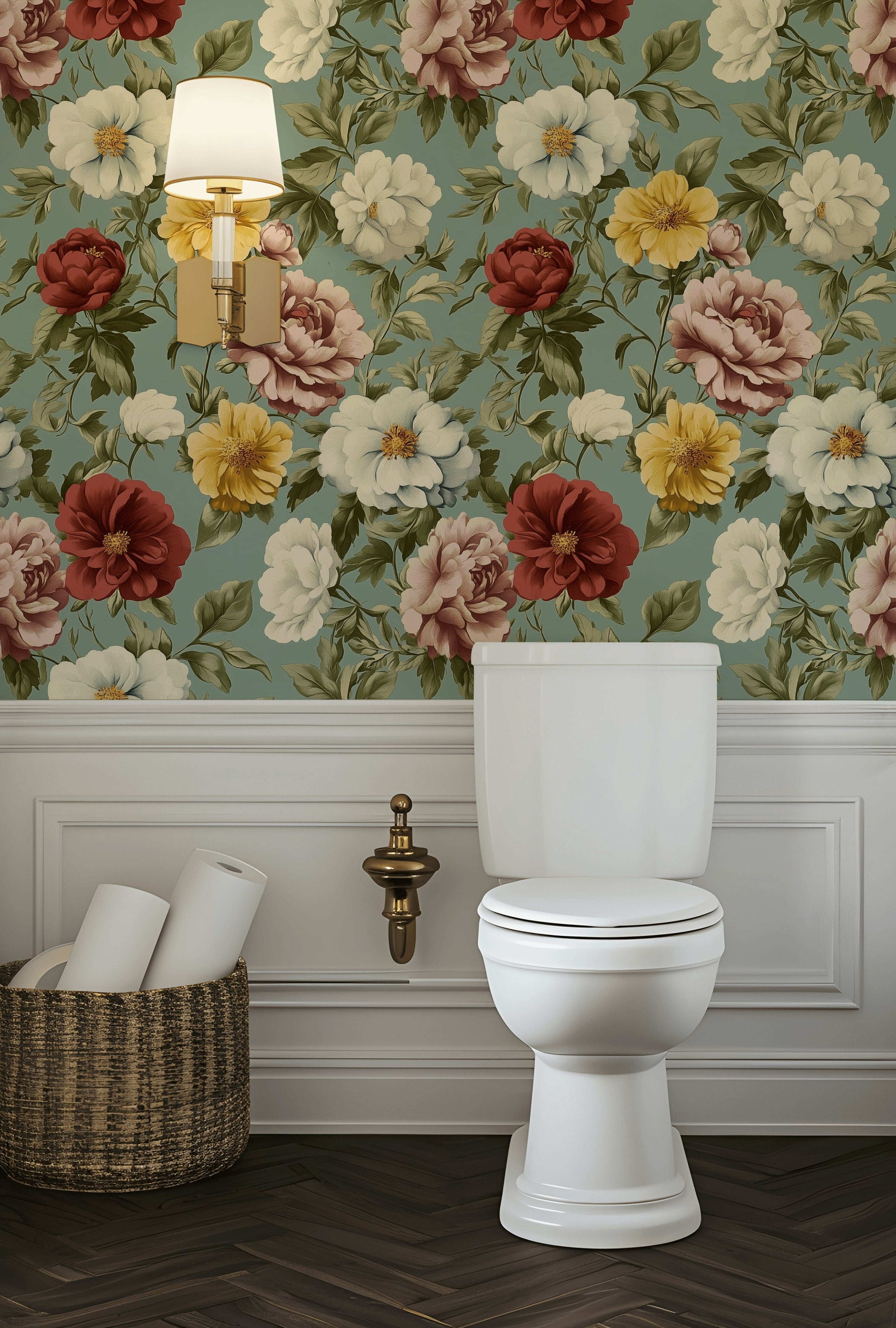 Colorful Peony Wallpaper Vibrant Floral Charming Interiors Mid-Century Style Peel and Stick Roll