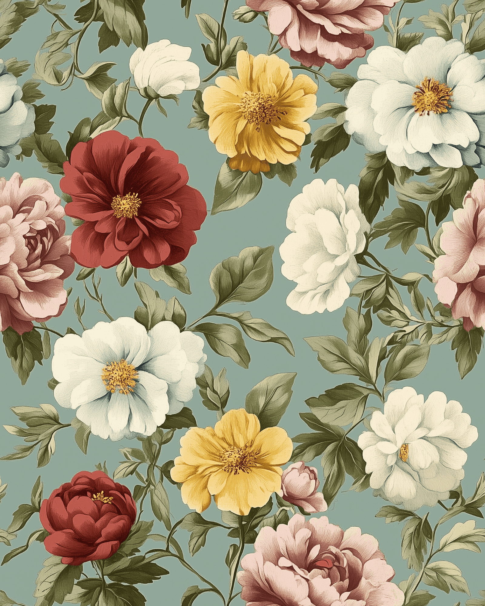 Colorful Peony Wallpaper Vibrant Floral Charming Interiors Mid-Century Style Peel and Stick Roll