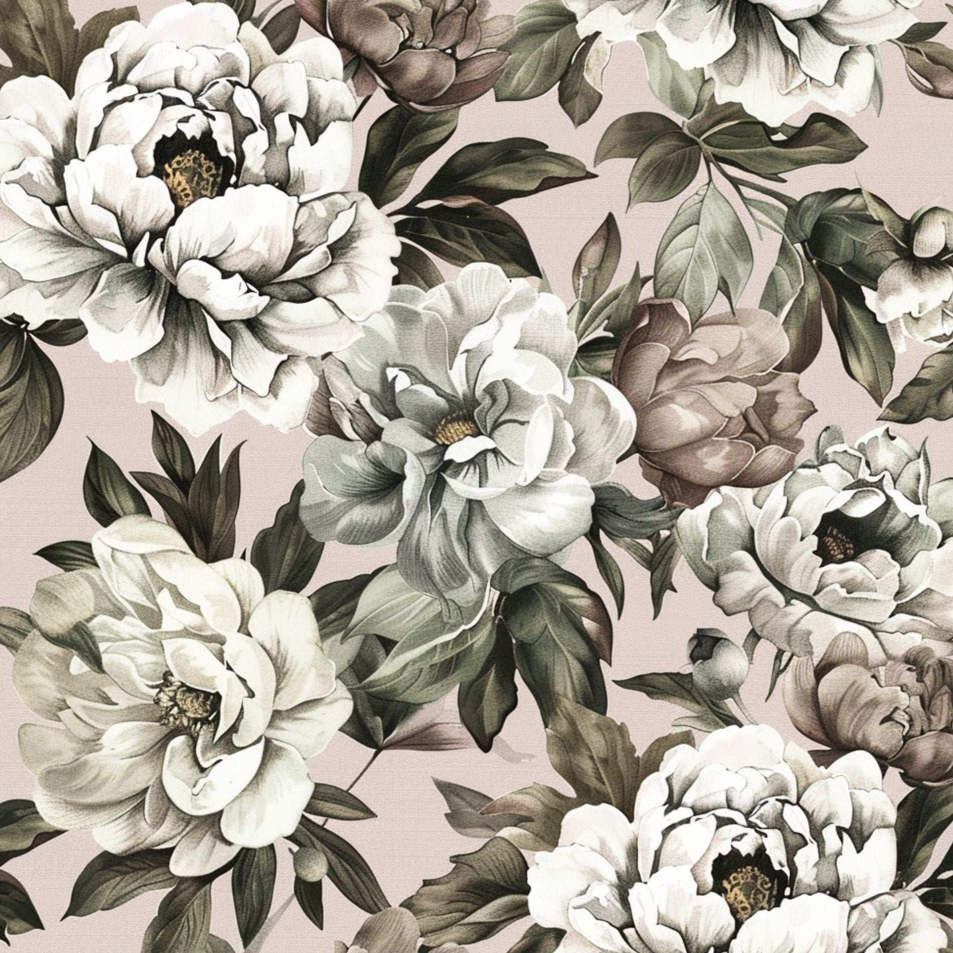 Vintage Peony Floral Wallpaper Flower Print Peel and Stick Roll